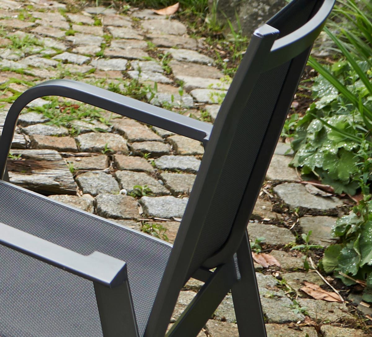 Gartengarnitur Urban 5-Teilig Metall/Texil - Schieferfarben/Anthrazit, Basics, Textil/Metall (160+60/98/72cm) - Acamp