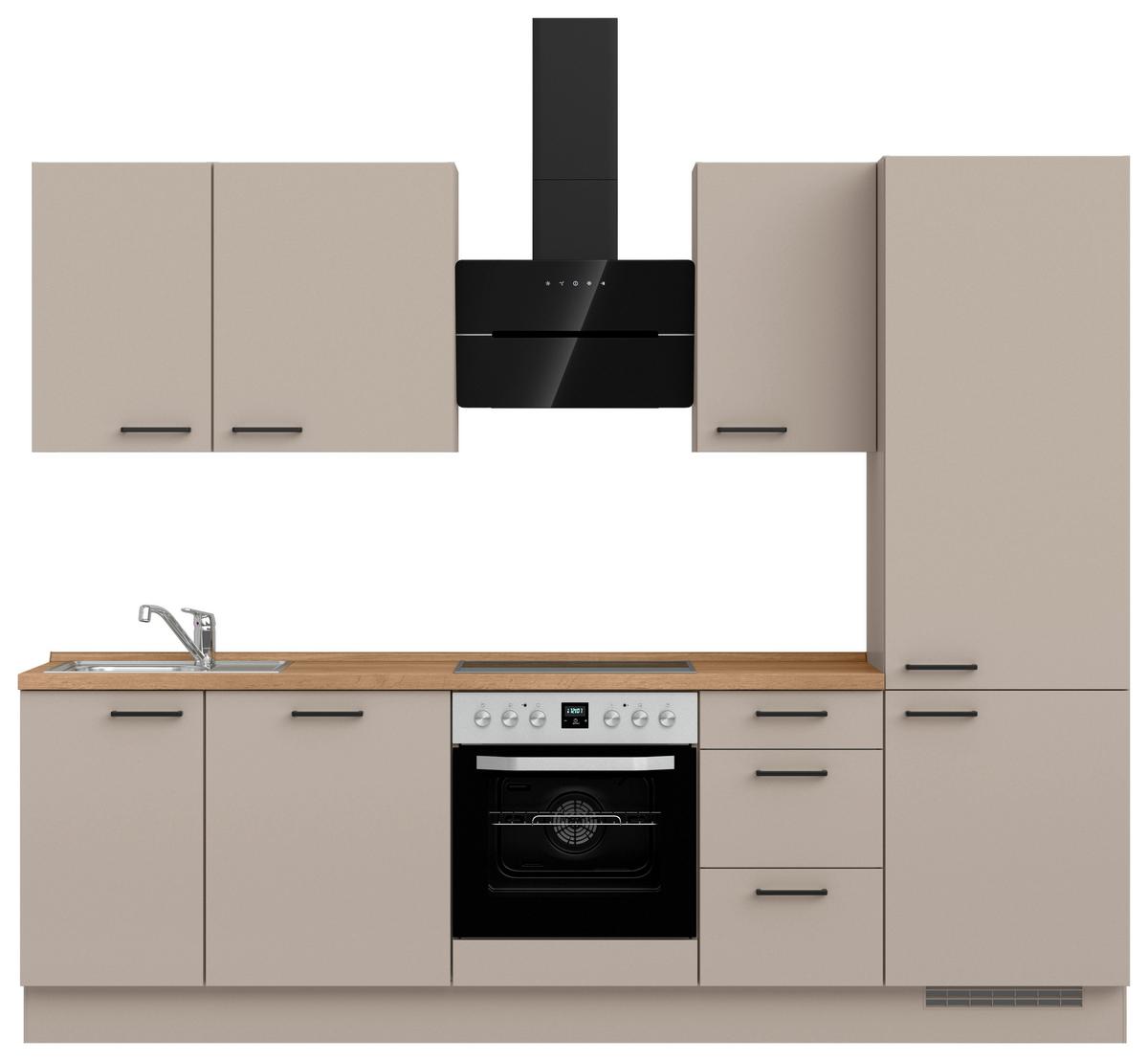Küchenleerblock Easytouch High o. Geräte Sandfarben - Sandfarben/Eichefarben, MODERN, Holzwerkstoff/Metall (270cm) - Nobilia