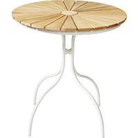 Gartentisch Ellen Teakholz rostfrei Ø ca. 80cm - Weiß Hochglanz/Teakfarben, KONVENTIONELL, Holz/Metall (80/80/74cm) - Gardenson