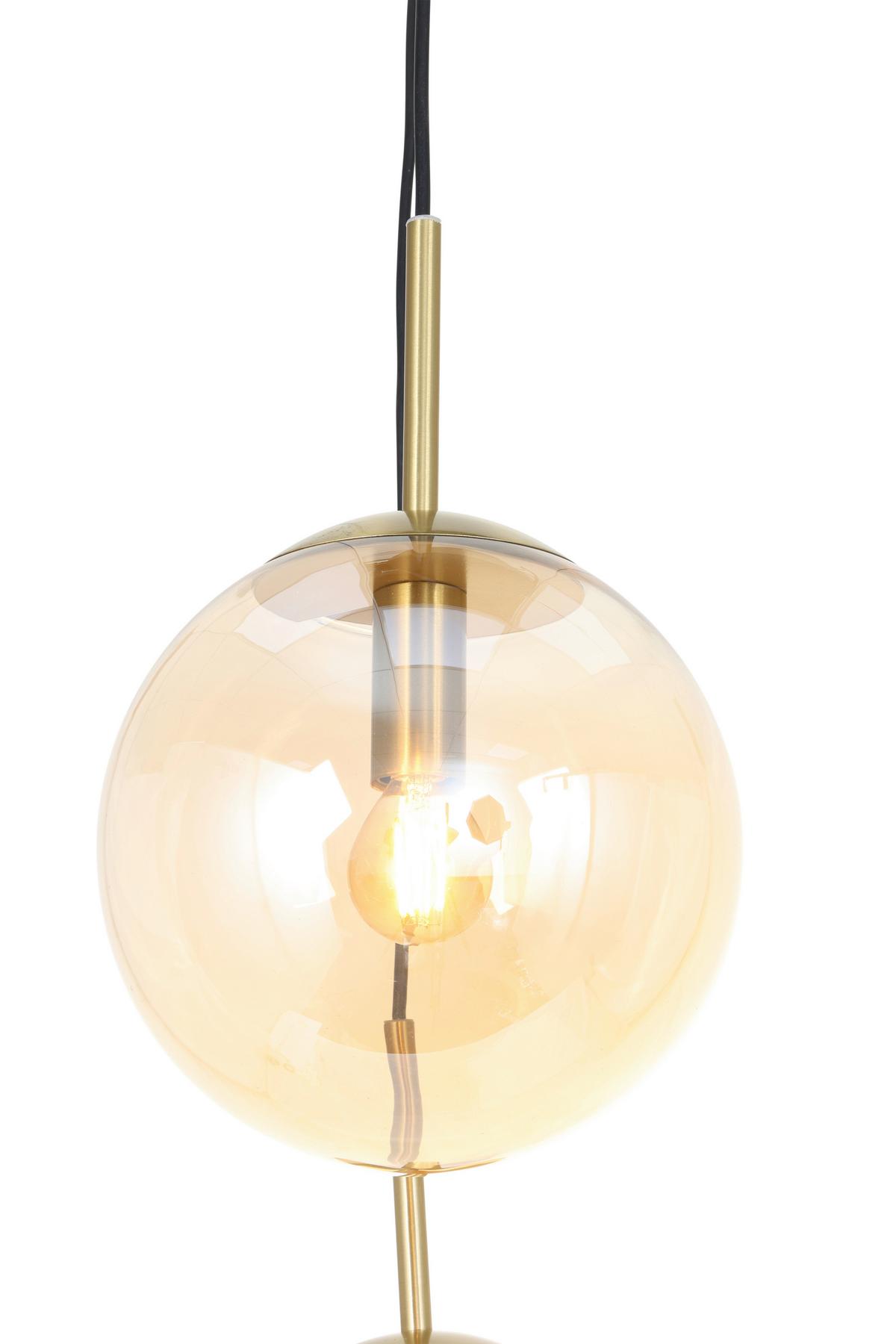LAMPA WISZĄCA MARA - kolor bursztynowy/czarny, Trend, metal/szkło (46/40/120cm) - Novel