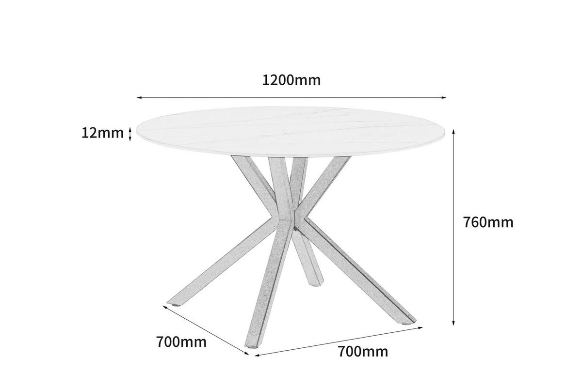 Jedilna Miza Birmingham, Keramika, Bela, Ø 118cm - črna/bela, Trendi, kovina/keramika (118/118/76cm) - MID.YOU