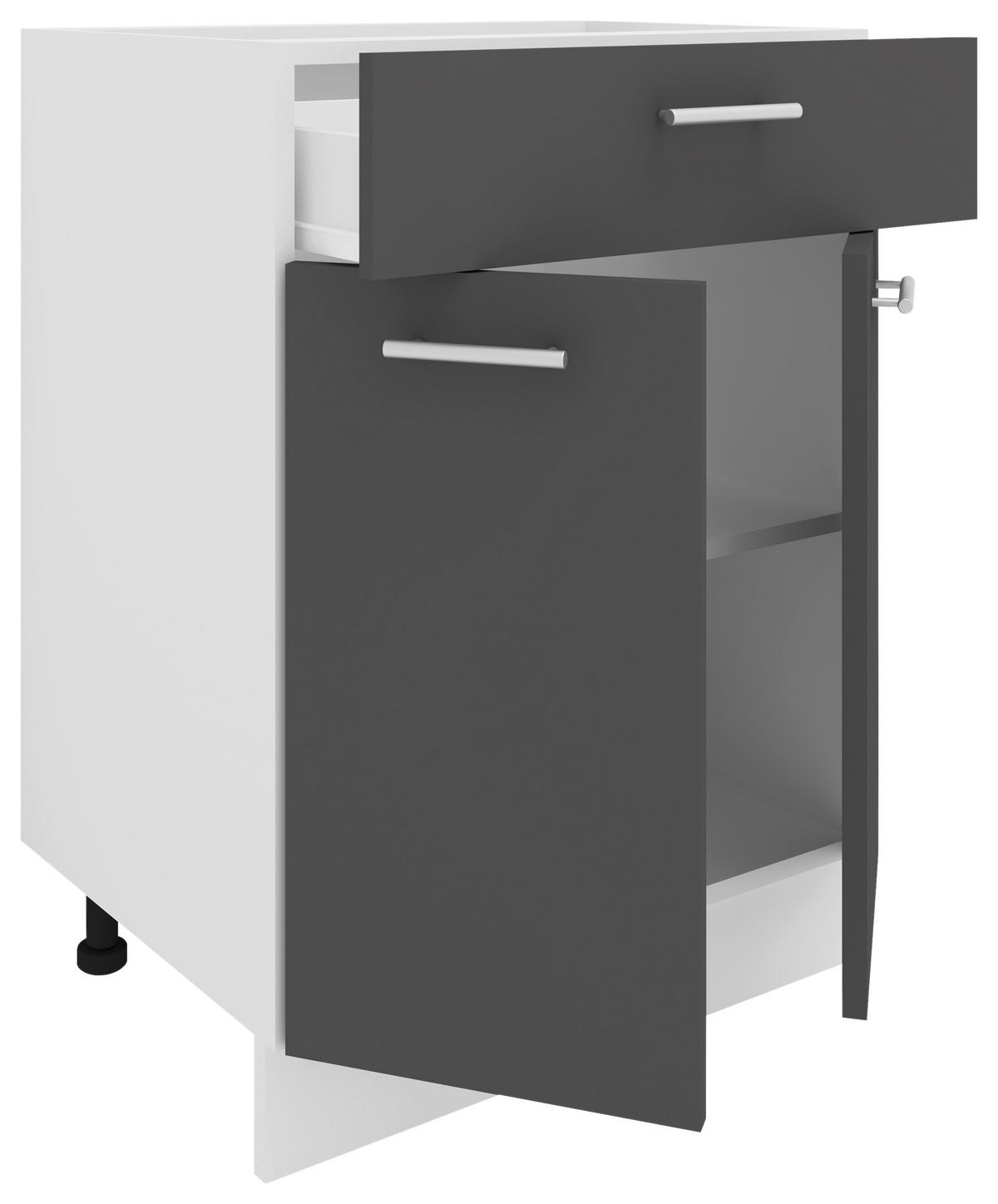 Kuhinjska Spodnja Omarica Esilo, Siva, Bela - bela/barve aluminija, Konvencionalno, kovina/leseni material (60/82/46cm) - MID.YOU