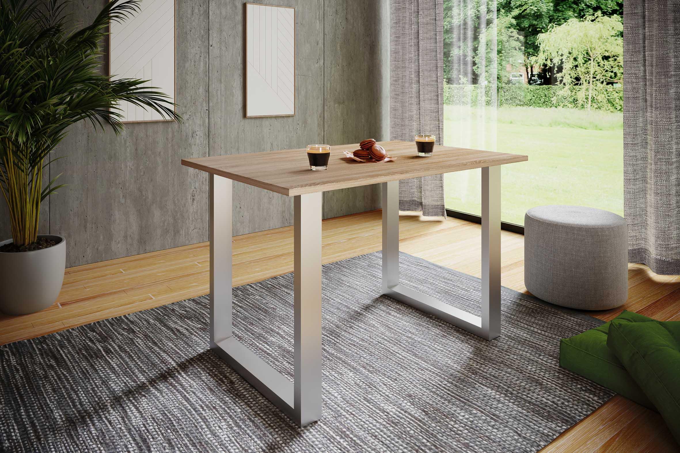 Jedilna Miza Xona, Hrast, Srebrna - srebrne barve/hrast sonoma, Basics, leseni material (140/50/76cm) - MID.YOU