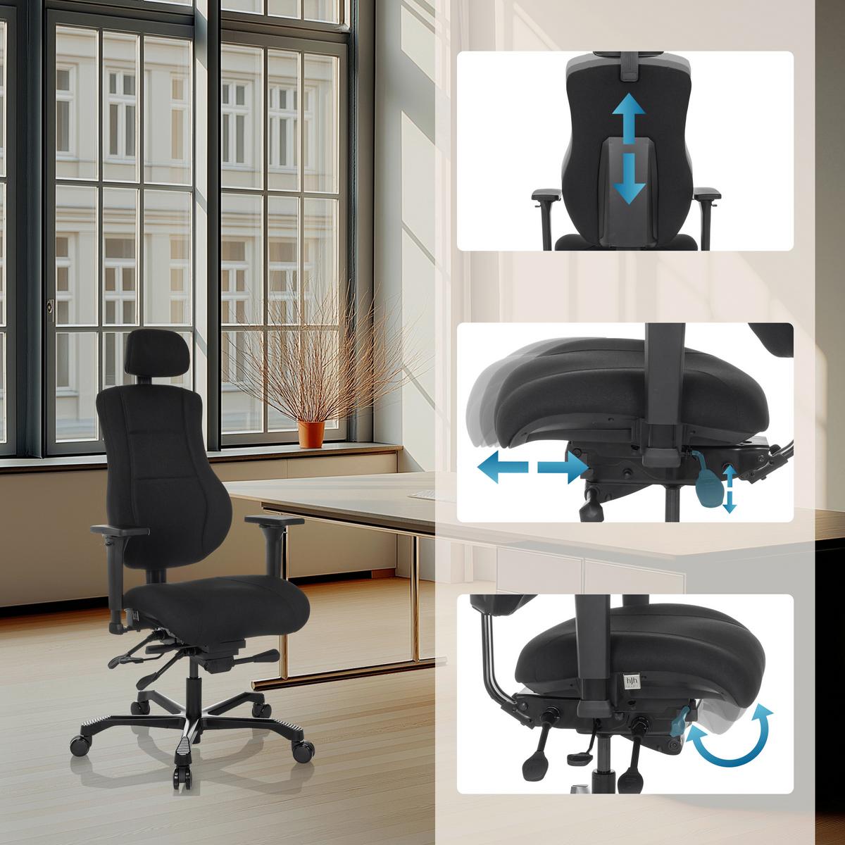 Drehstuhl 24 Hours Basic Schwarz - Schwarz, MODERN, Kunststoff/Textil (68/109 - 151/70cm) - MID.YOU