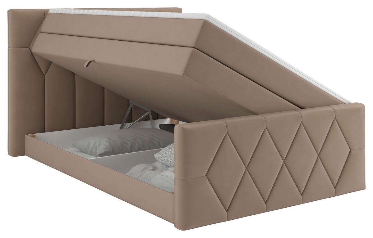 Boxspringbett Josie B Cappuccino ca. 140x200cm - Schwarz/Cappuccino, KONVENTIONELL, Holz/Holzwerkstoff (140/200cm) - Mömax