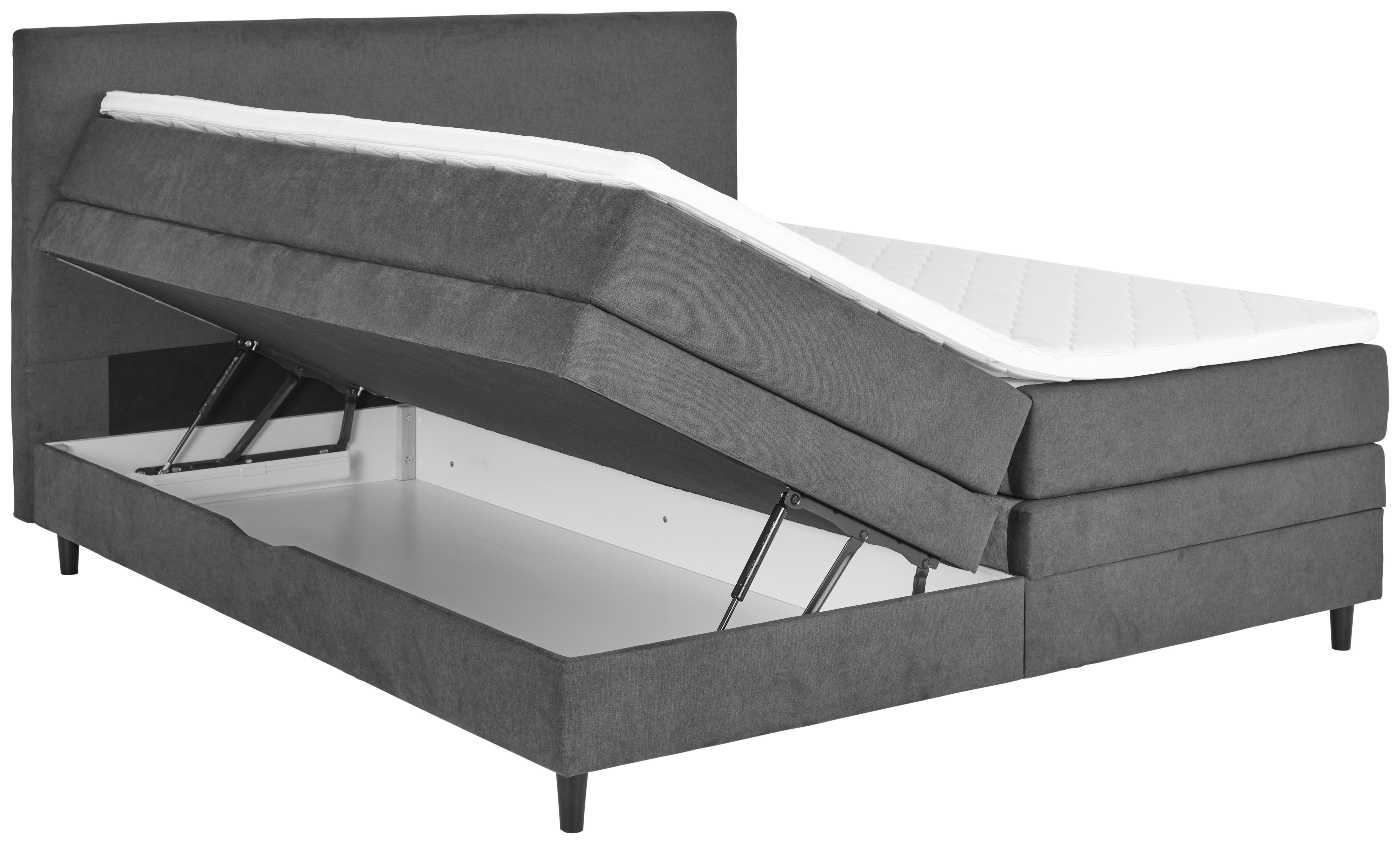 Boxspring Krevet Kleopatra - tamno siva, Konvencionalno, drvni materijal/tekstil (180/200cm) - Modern Living