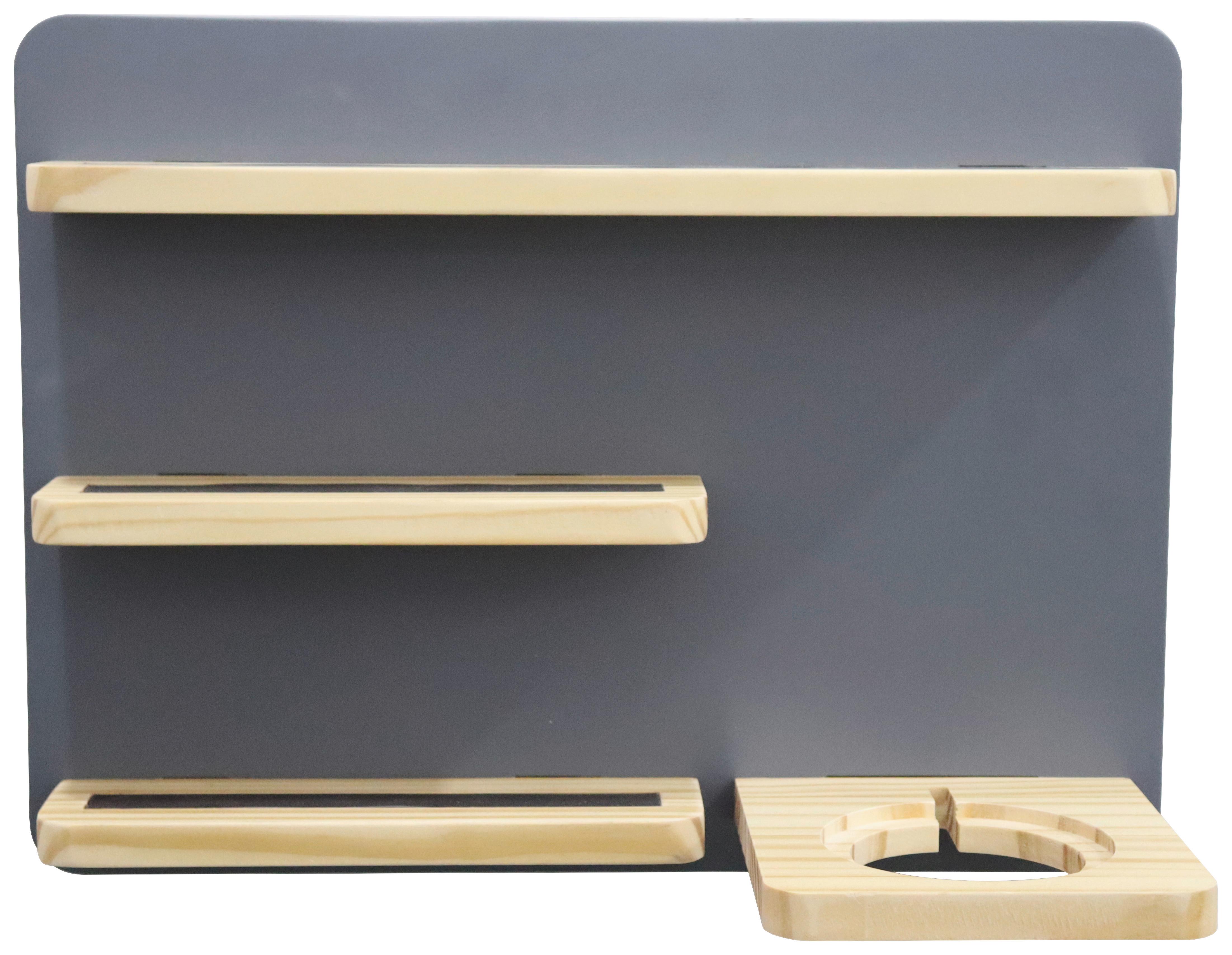 REGAŁ ŚCIENNY ALINA - kolor naturalny/szary, Trend, materiał drewnopochodny/drewno (40/30/15cm) - Ben'n'jen