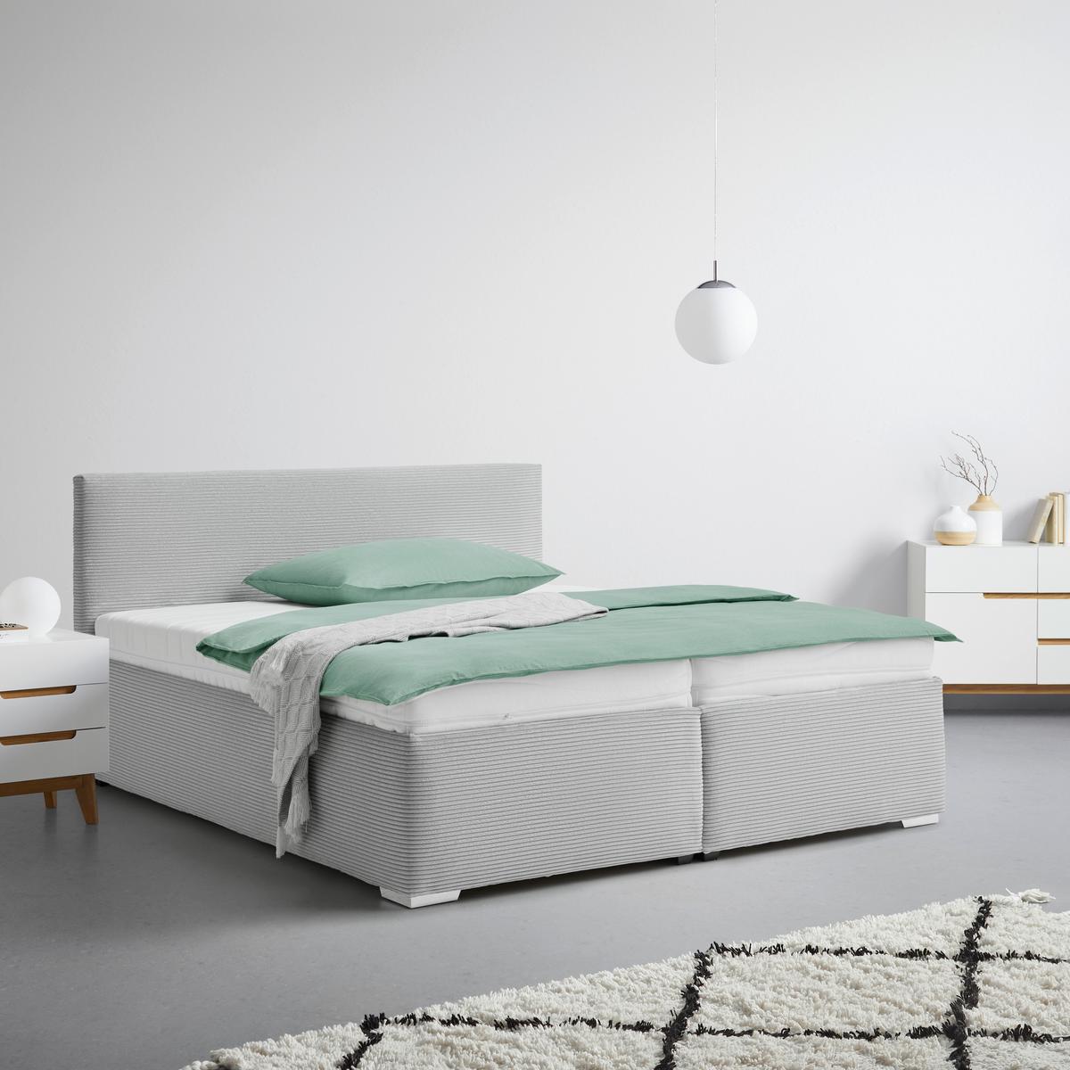 Tapecirani Krevet Lesia - bijela/siva, Konvencionalno, drvni materijal/tekstil (160/200cm) - Modern Living