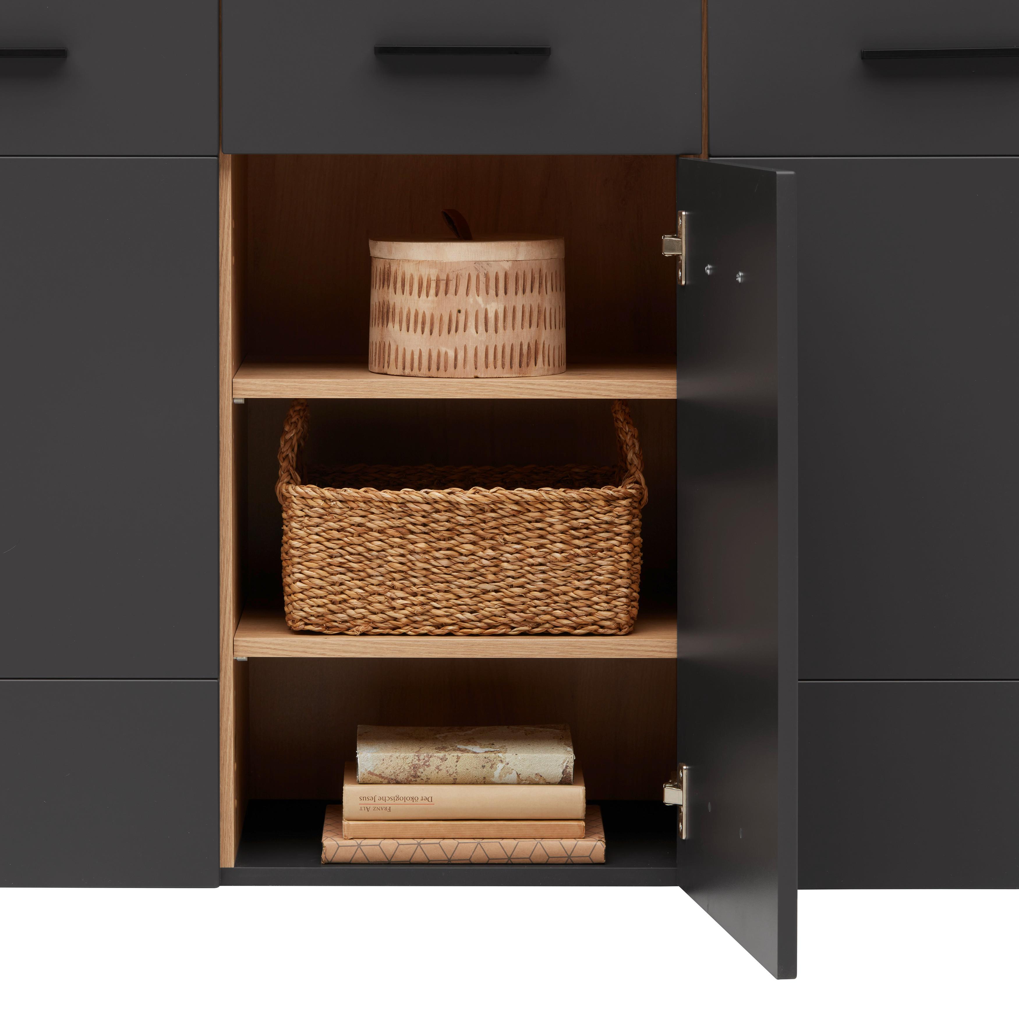 SIDEBOARD ALARA - svart, Modern, metall/trämaterial (128/87/40cm) - Mömax
