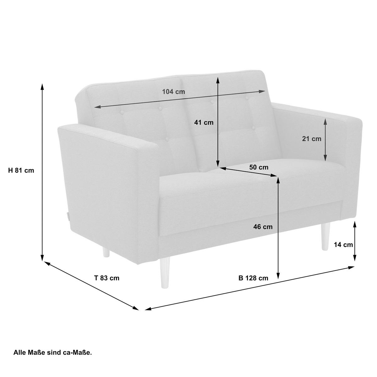 2-Sitzer-Sofa Jasmin Anthrazit Flachgewebe mit Schlaffunktion - Anthrazit/Eschefarben, MODERN, Holz/Textil (128/81cm) - Max Winzer