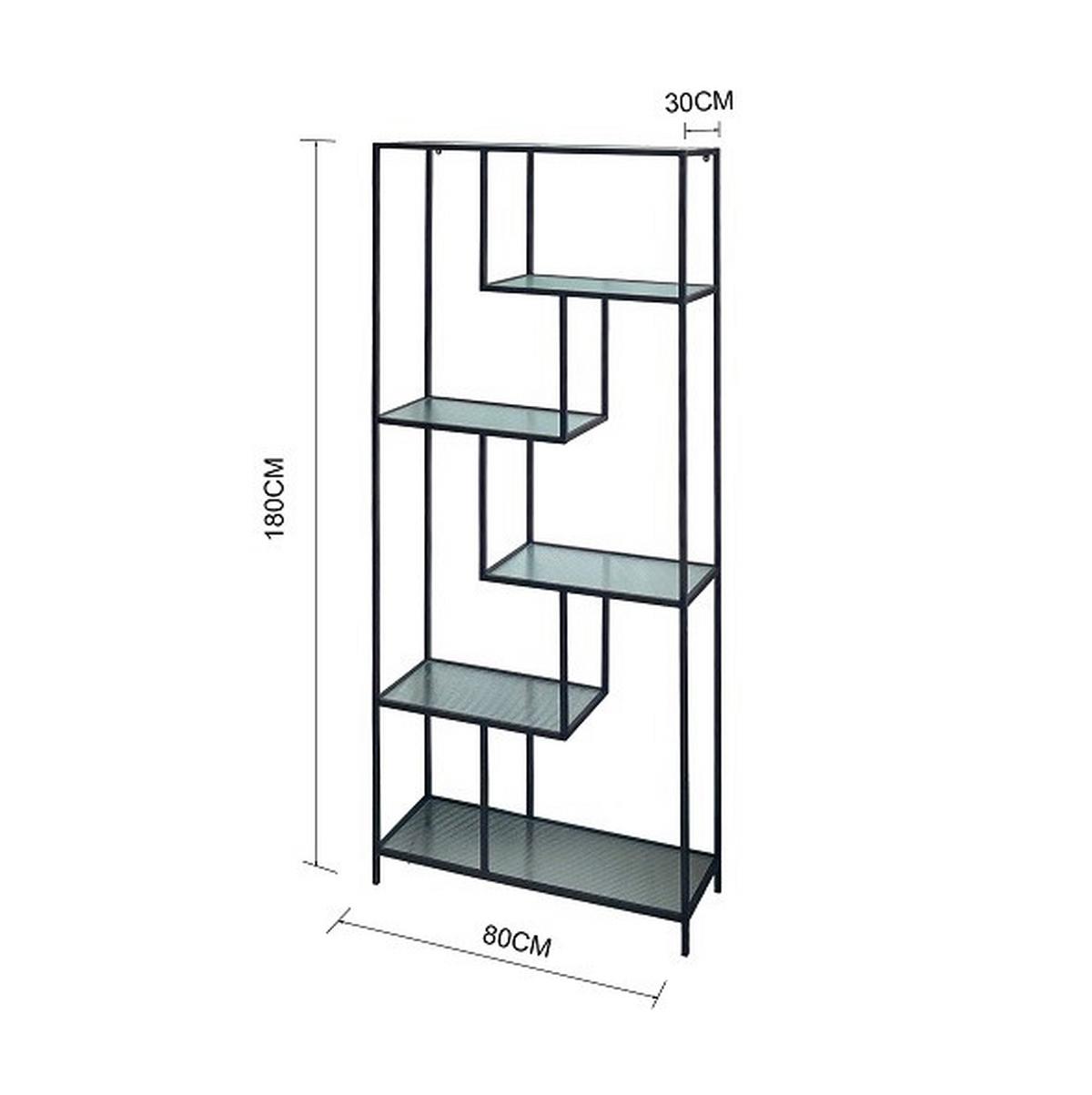 Regal Shine -Exklusiv- - črna, Moderno, kovina/steklo (80/180/30cm) - Mömax