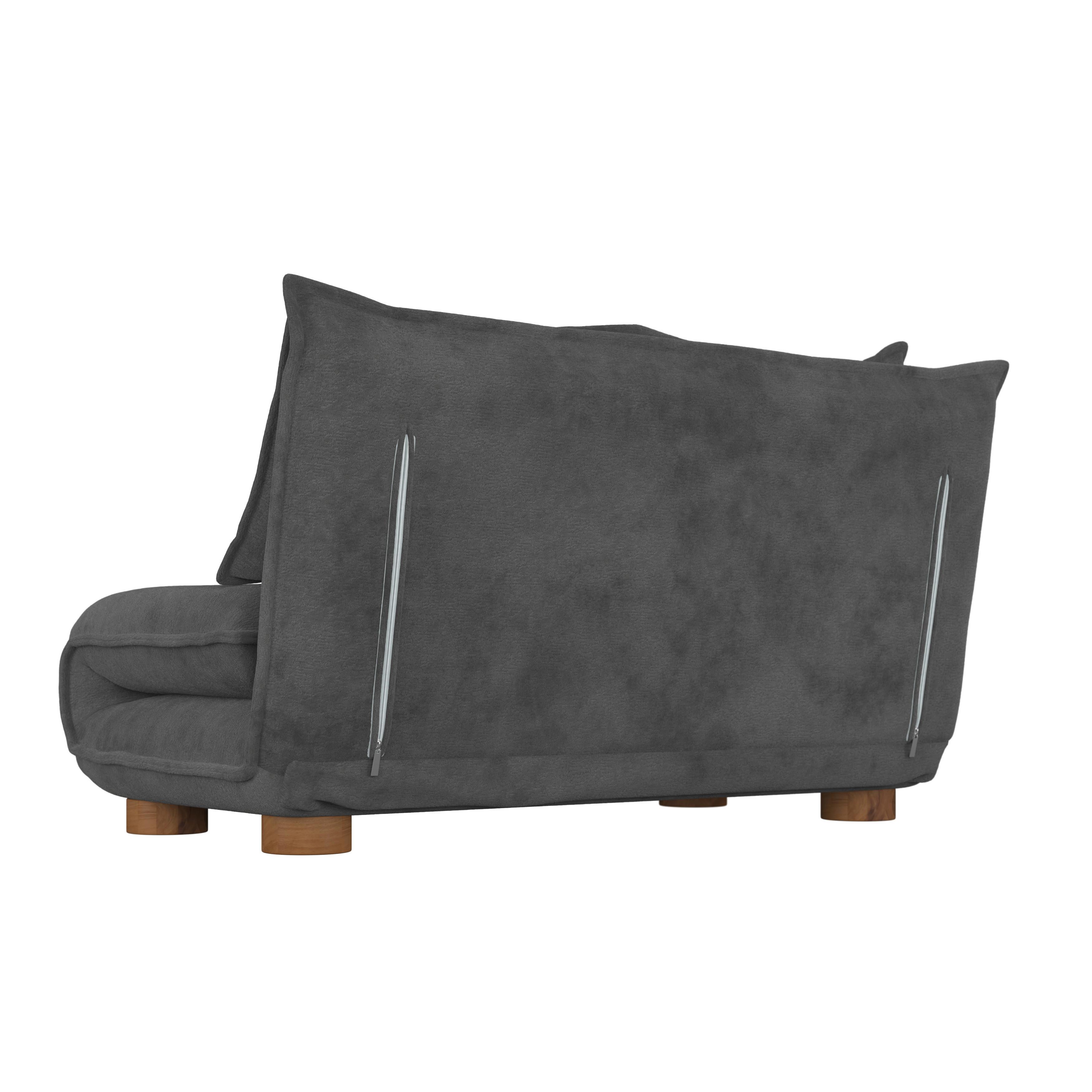 BÄDDSOFFA BELLA - mörkgrå/naturfärgad, Modern, metall/trä (141/77/85cm) - Bessagi Home