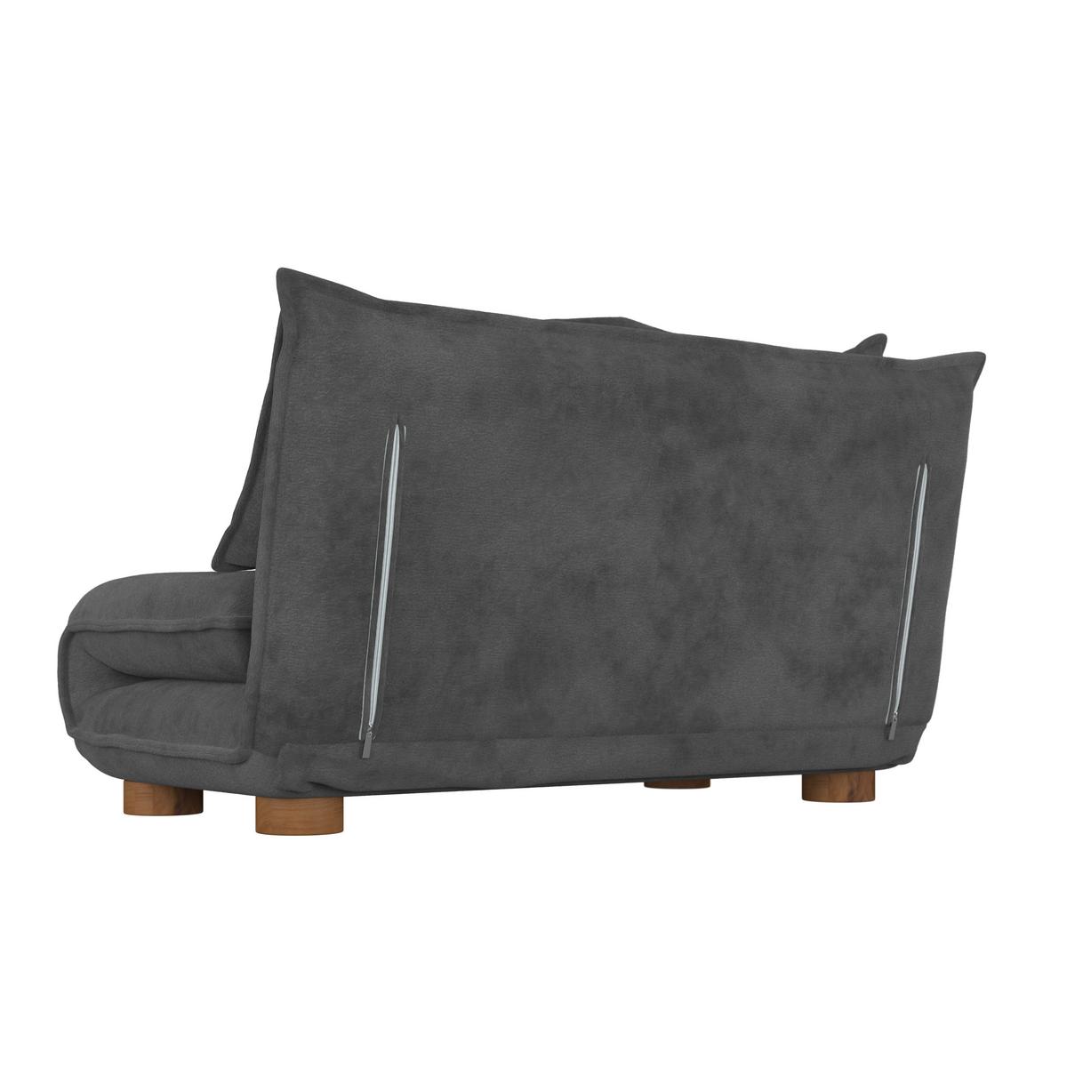 Schlafsofa Bella Dunkelgrau Bouclé - Dunkelgrau/Naturfarben, MODERN, Holz/Textil (141/77/85cm) - Bessagi Home