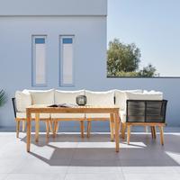 Lounge Garnitura Linnea, Bela, Akacija - črna/naravne barve, Moderno, kovina/umetna masa (199/199cm)