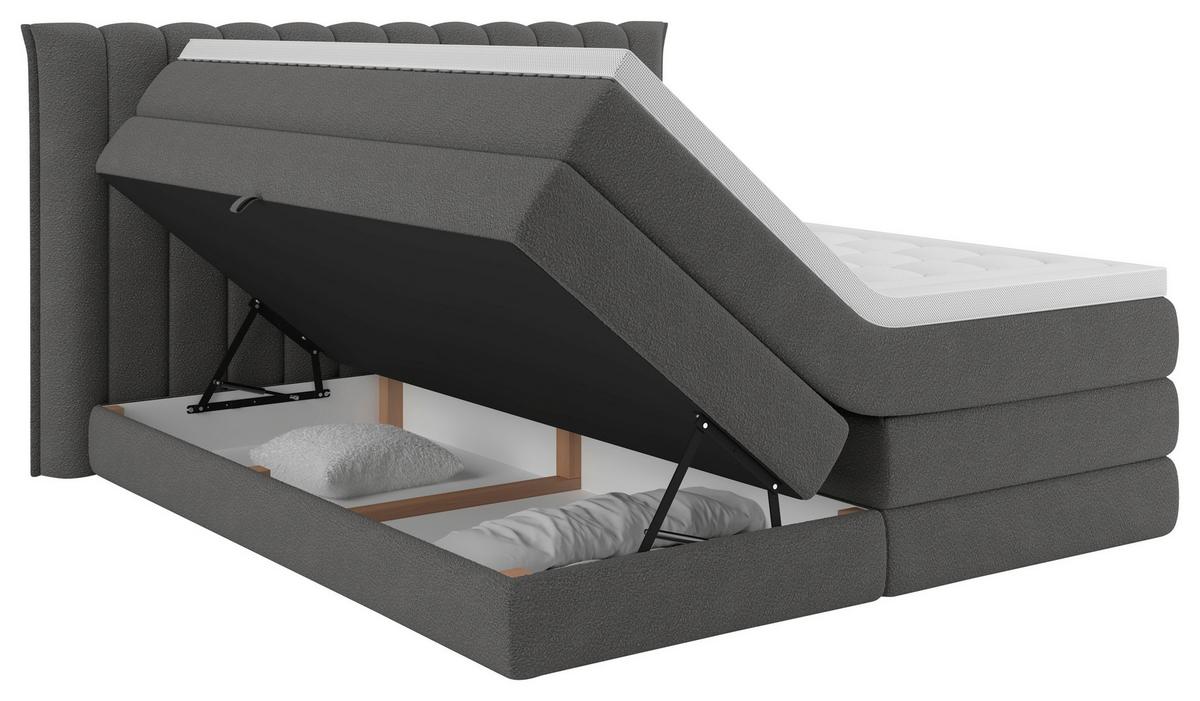 Boxspringbett Lina Anthrazit ca. 180x200cm - Anthrazit, KONVENTIONELL, Holz/Holzwerkstoff (180/200cm) - Premium Living
