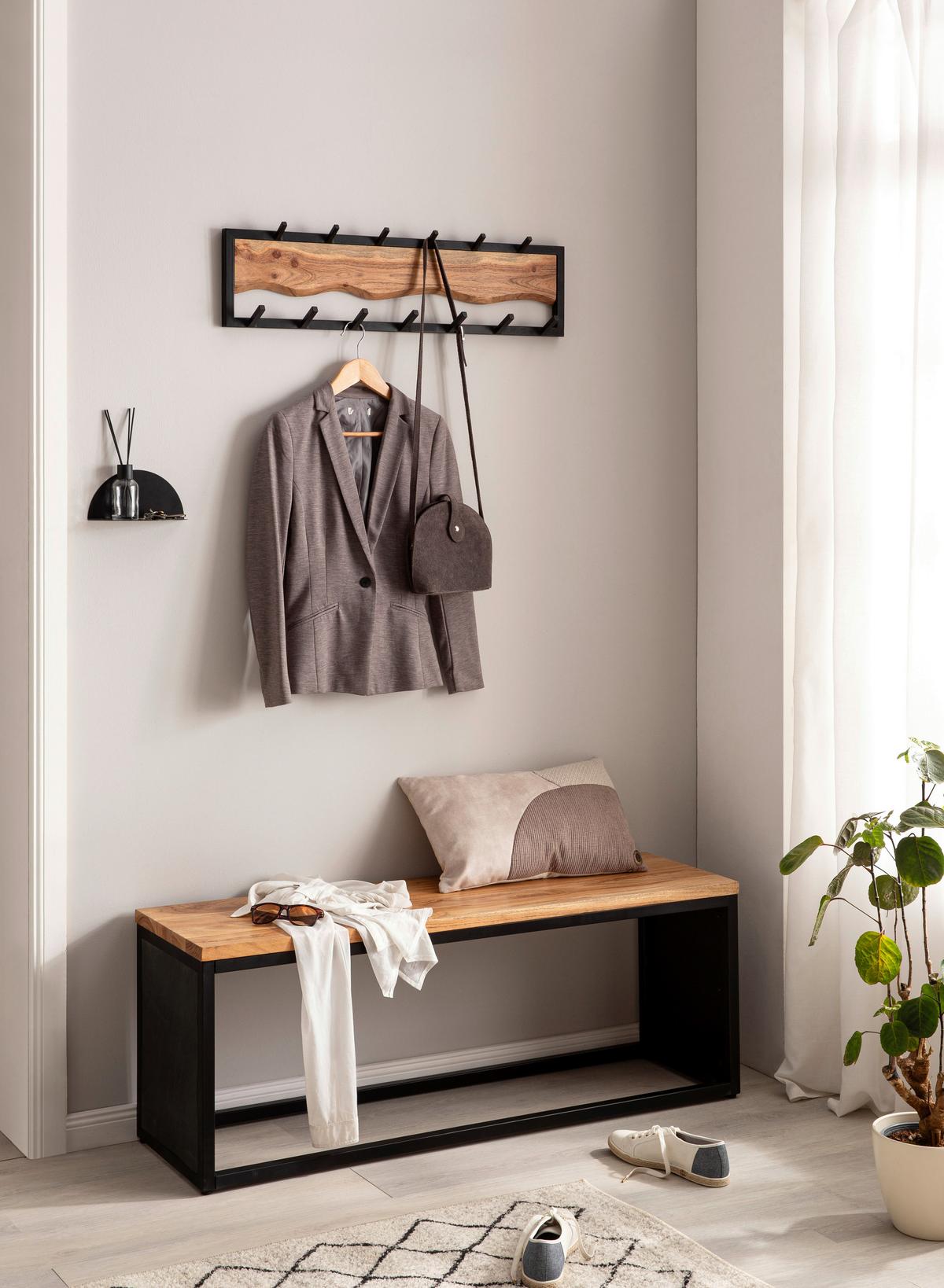 WANDGARDEROBE WL6.769 - Schwarz/Braun, Lifestyle, Holz/Metall (80/20/8cm) - MID.YOU