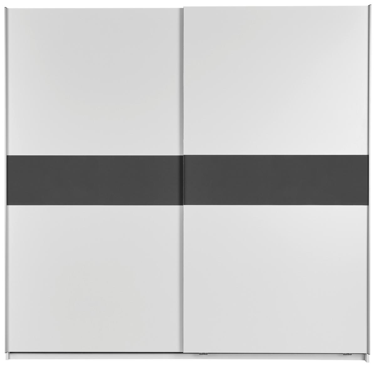 Schwebetürenschrank in Weiß/Graphitfarben - Weiss/Graphitfarben, Konventionell, Holzwerkstoff/Metall (215/209/57cm) - Based