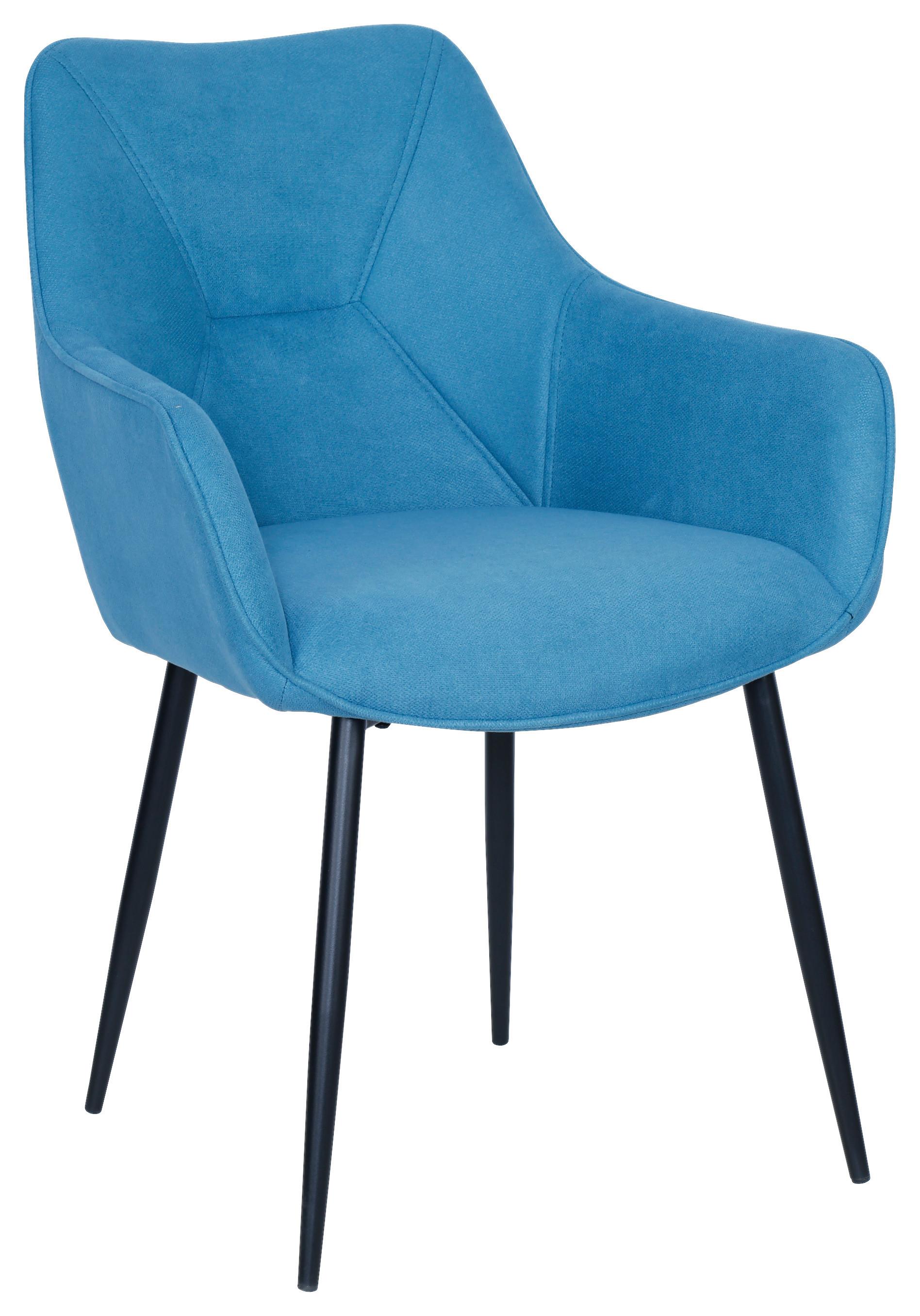 Naslanjač Elena, Turkizna - turkizna/črna, Moderno, kovina/tekstil (57/85/60cm) - Mömax