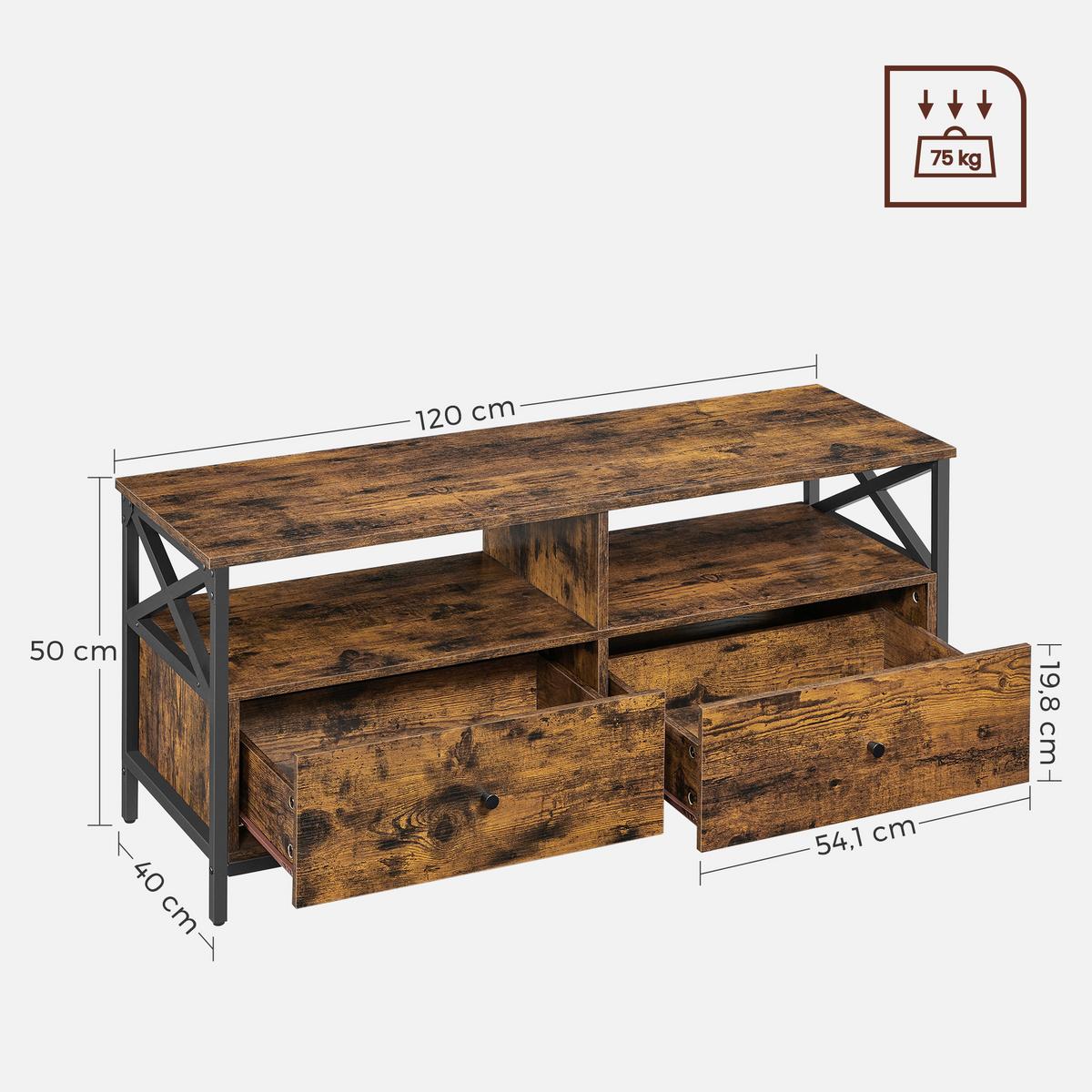 TV-ELEMENT TV STAND - Dunkelbraun/Schwarz, MODERN, Holzwerkstoff/Metall (120/50/40cm) - MID.YOU