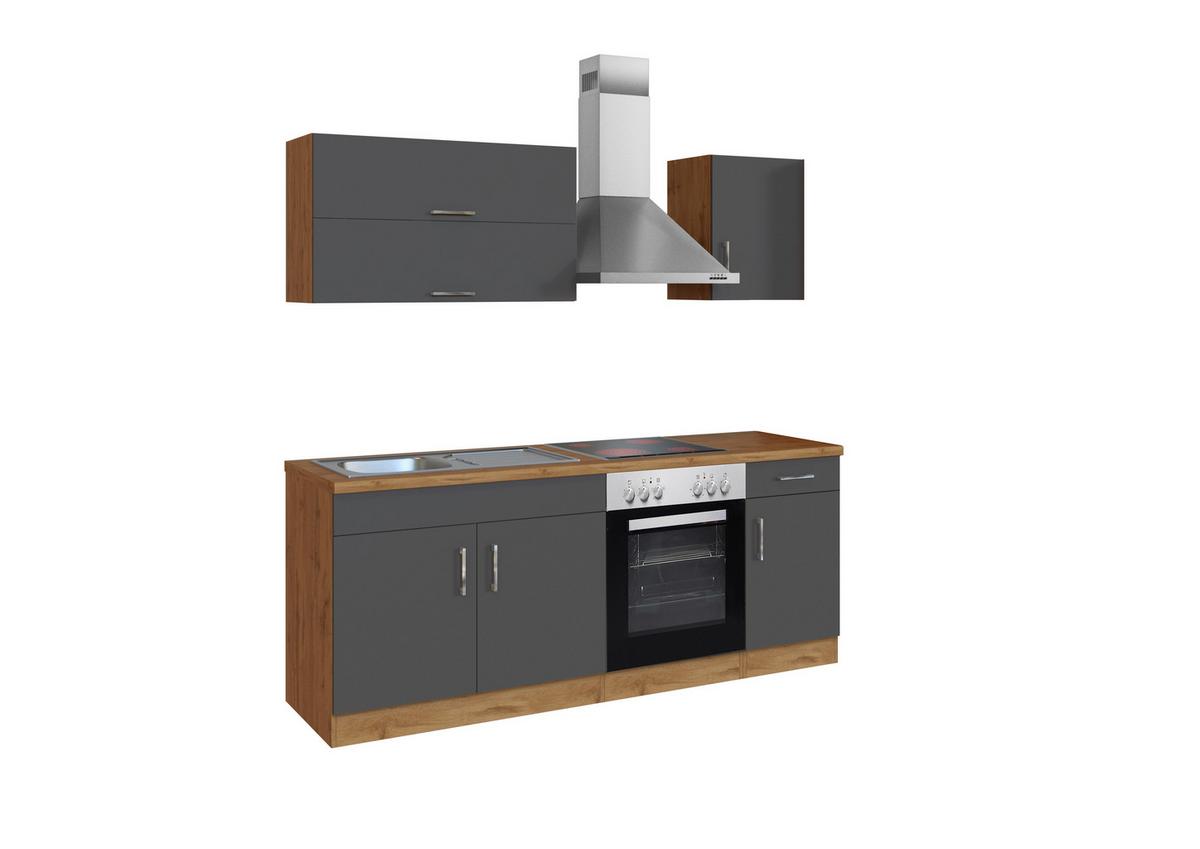 Küchenblock 'Sorrento' , Anthrazit - Chromfarben/Anthrazit, MODERN, Holzwerkstoff/Metall (210cm) - Held
