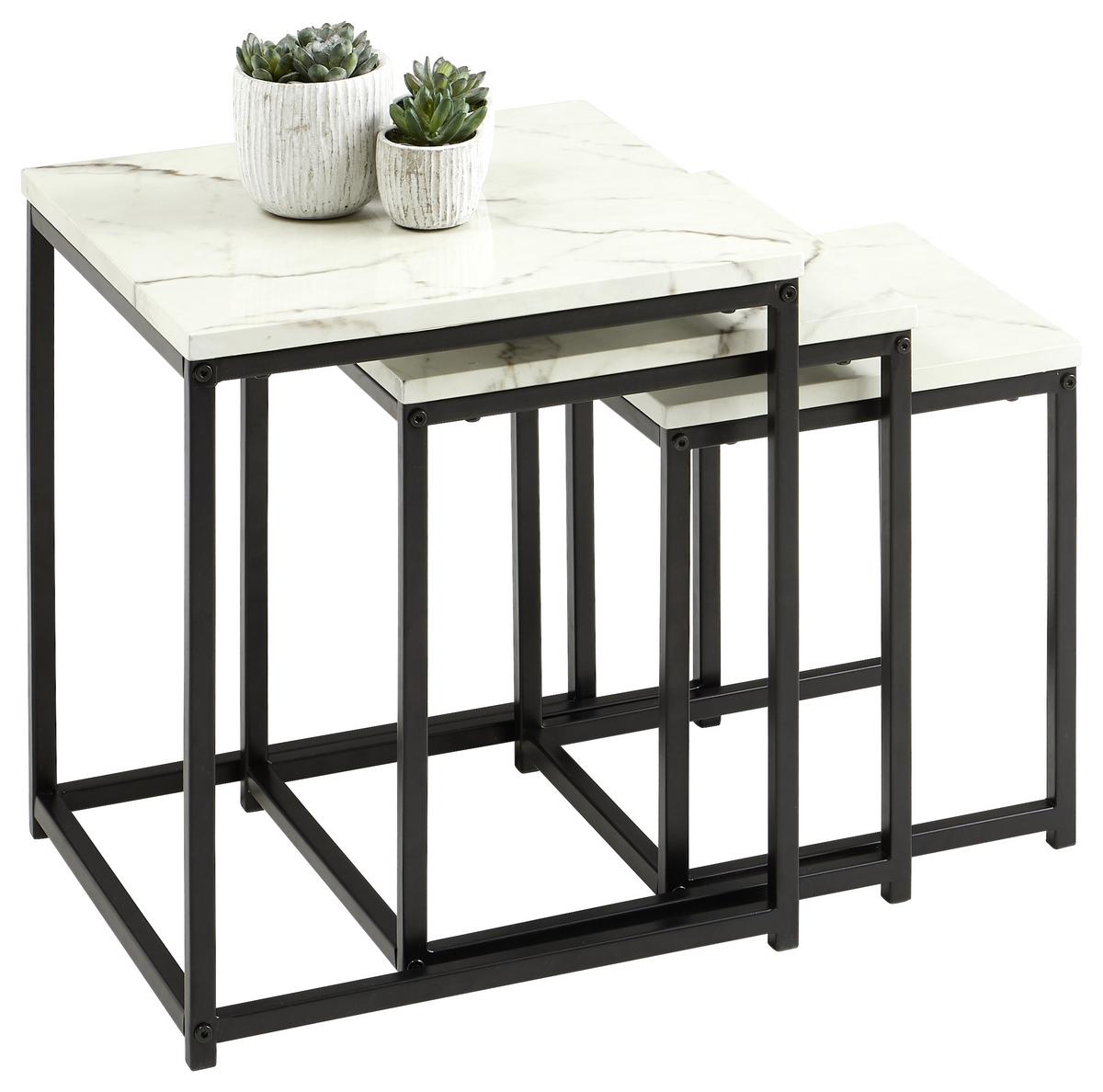STOLIKI WSUWANE POD SIEBIE TORANO -TREND- - czarny/biały, Trend, materiał drewnopochodny/metal - MID.YOU