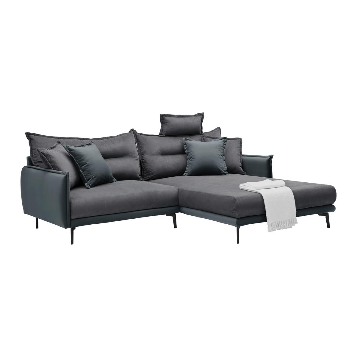 Ecksofa Nuovo Dunkelgrau - Dunkelgrau/Schwarz, MODERN, Textil/Metall (245/72-113/190cm) - Mömax