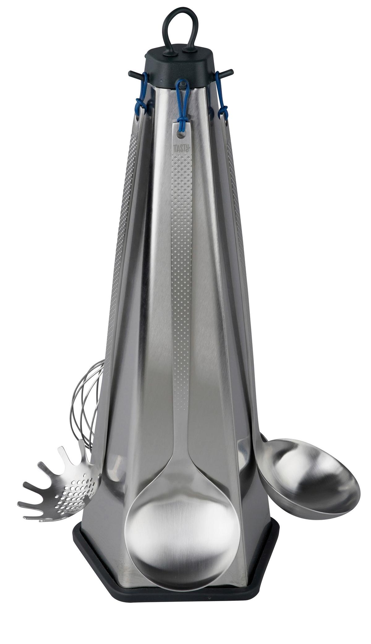 ZESTAW PRZYBORÓW KUCHENNYCH 678951 - kolor srebrny/niebieski, Basics, metal (40/18/14cm) - Fackelmann