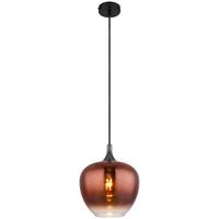 Hängeleuchte Maxy Kupferfarben max. 60 Watt - Schwarz/Kupferfarben, Design, Glas/Metall (24/120cm) - Globo