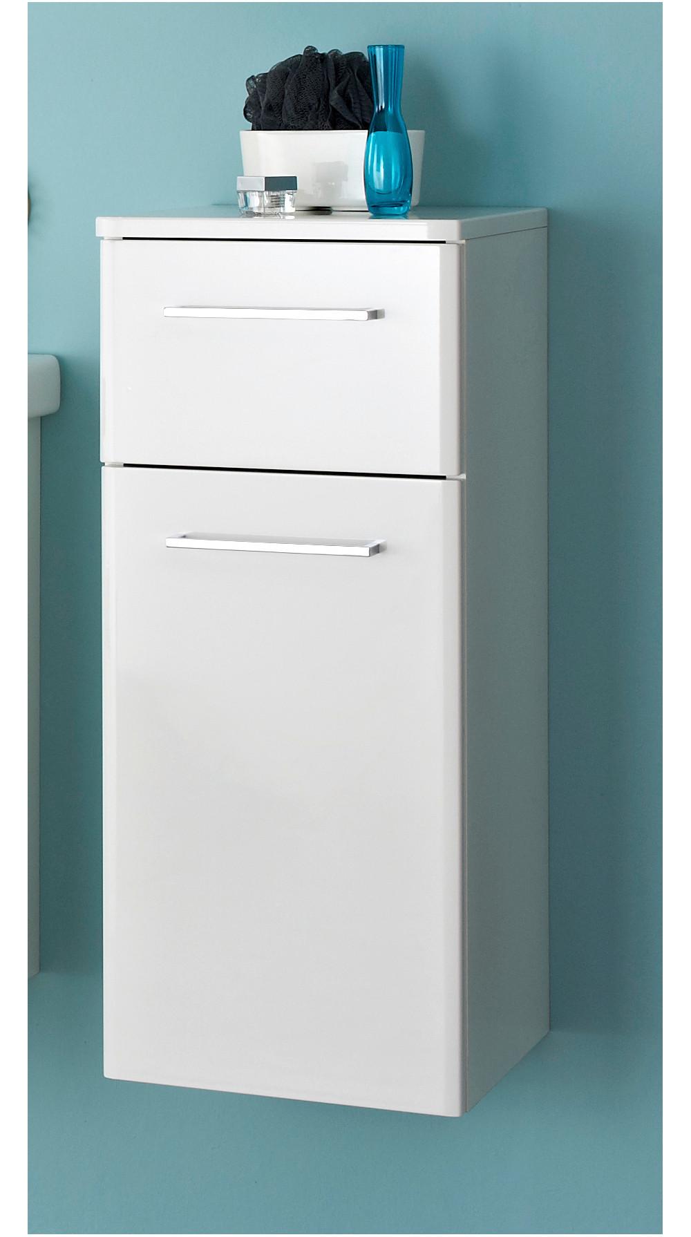 Alsószekrény Carina - krómszínű/magasfényű fehér, Modern, faalapú anyag (30/72/33cm)