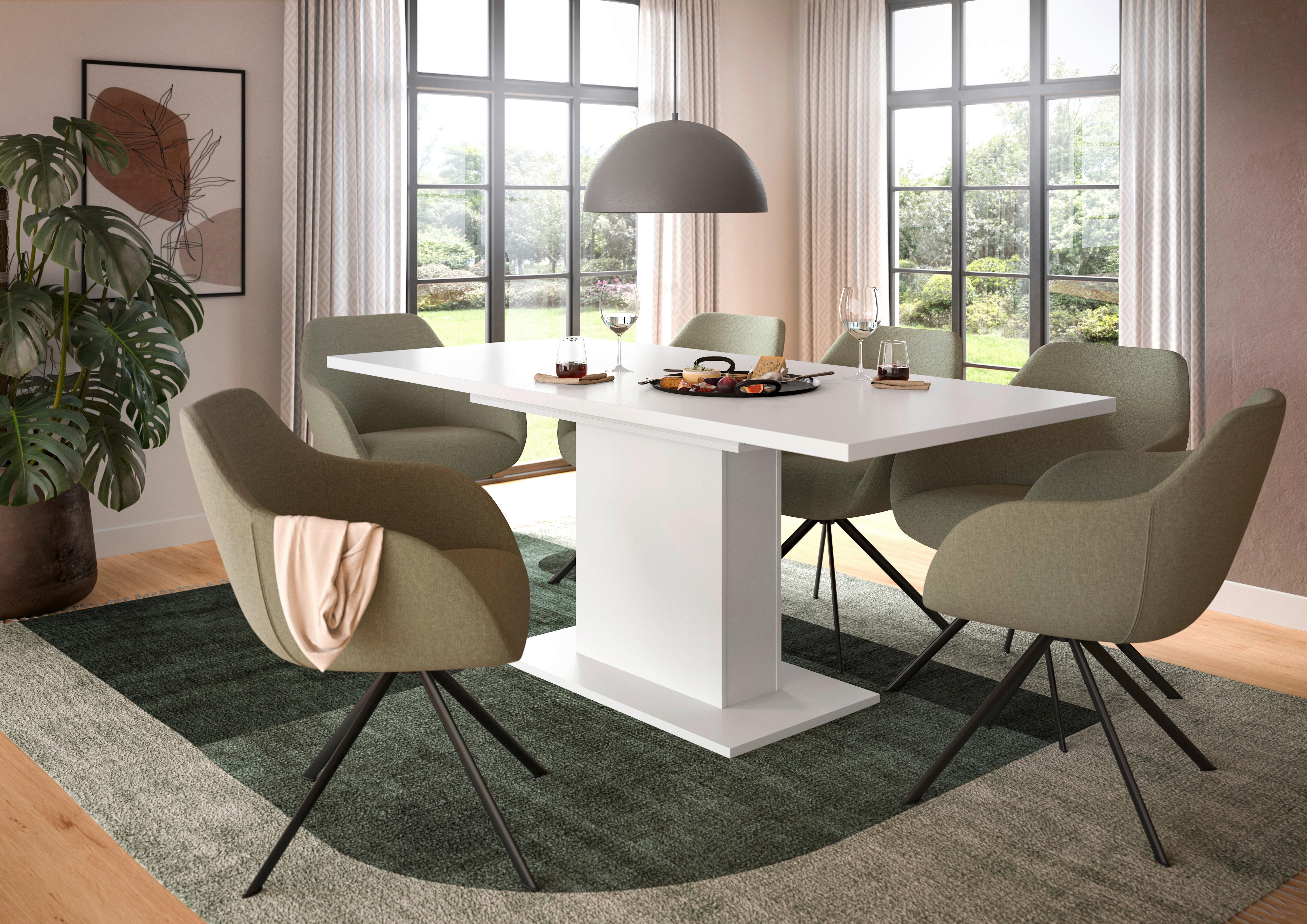 Ausziehtisch Marlon ca. 150-190x90x76 cm Weiß - Weiß, KONVENTIONELL, Holzwerkstoff (150-190/76/90cm)
