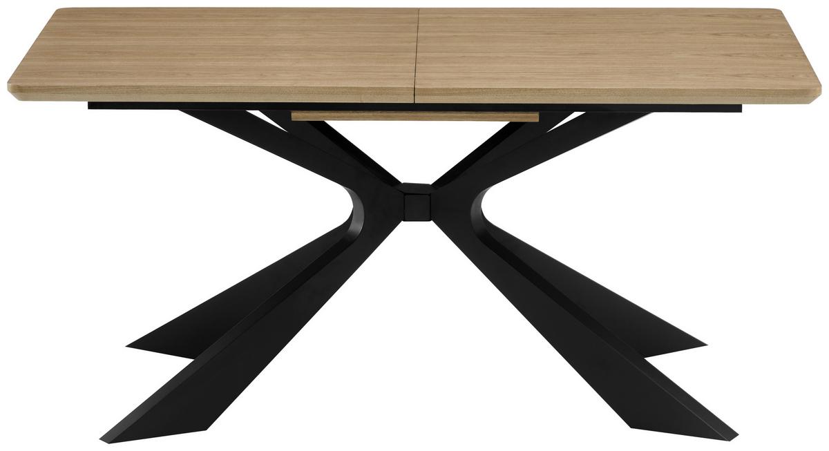 Raztegljiva Miza Lulea, Barva Hrasta, Črna, 160-210x90 - črna/barve hrasta, Moderno, kovina/leseni material (160-210/90/76cm) - P & B