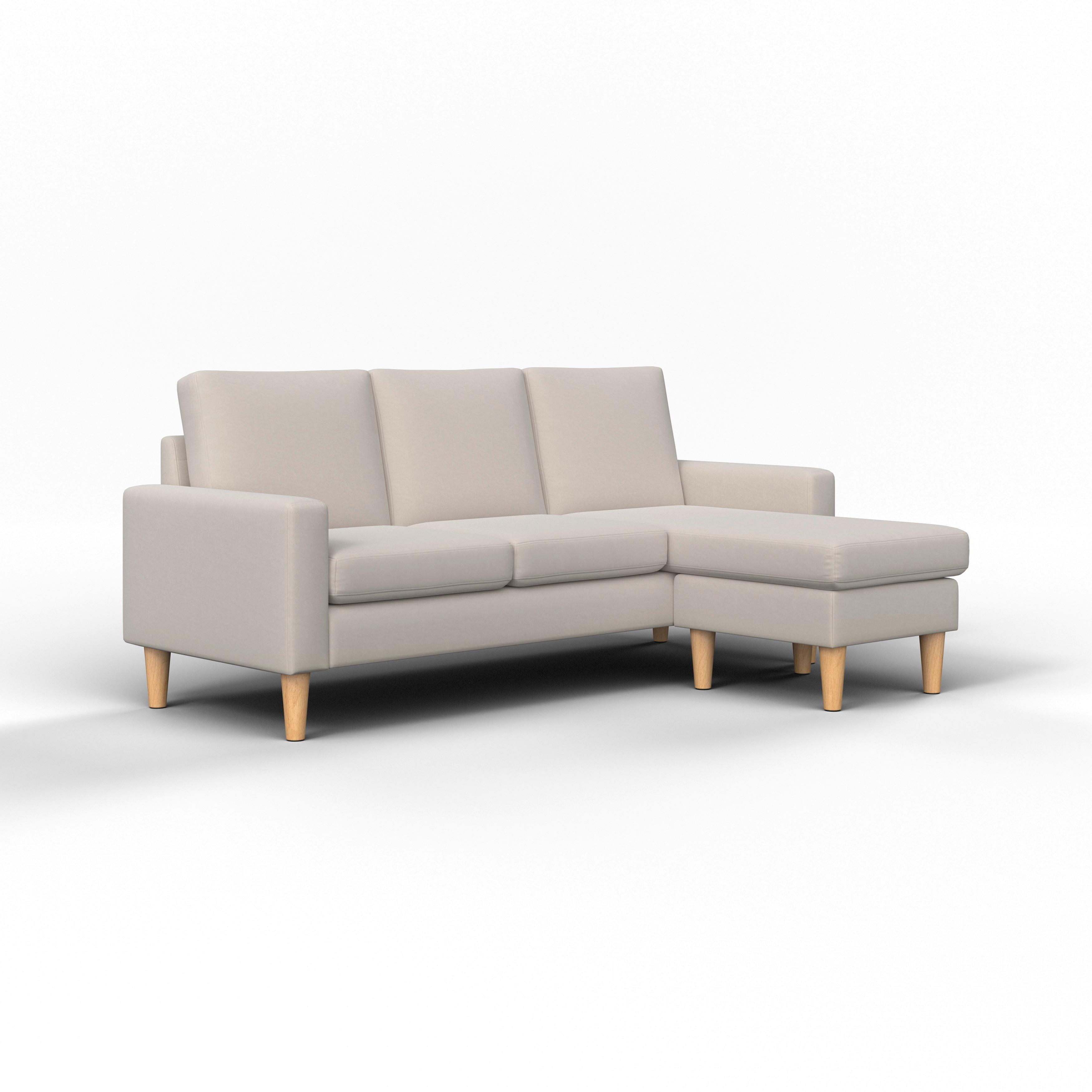 HÖRNSOFFA NOEMIE - beige/naturfärgad, Modern, trä/textil (198/140cm) - Bessagi Home