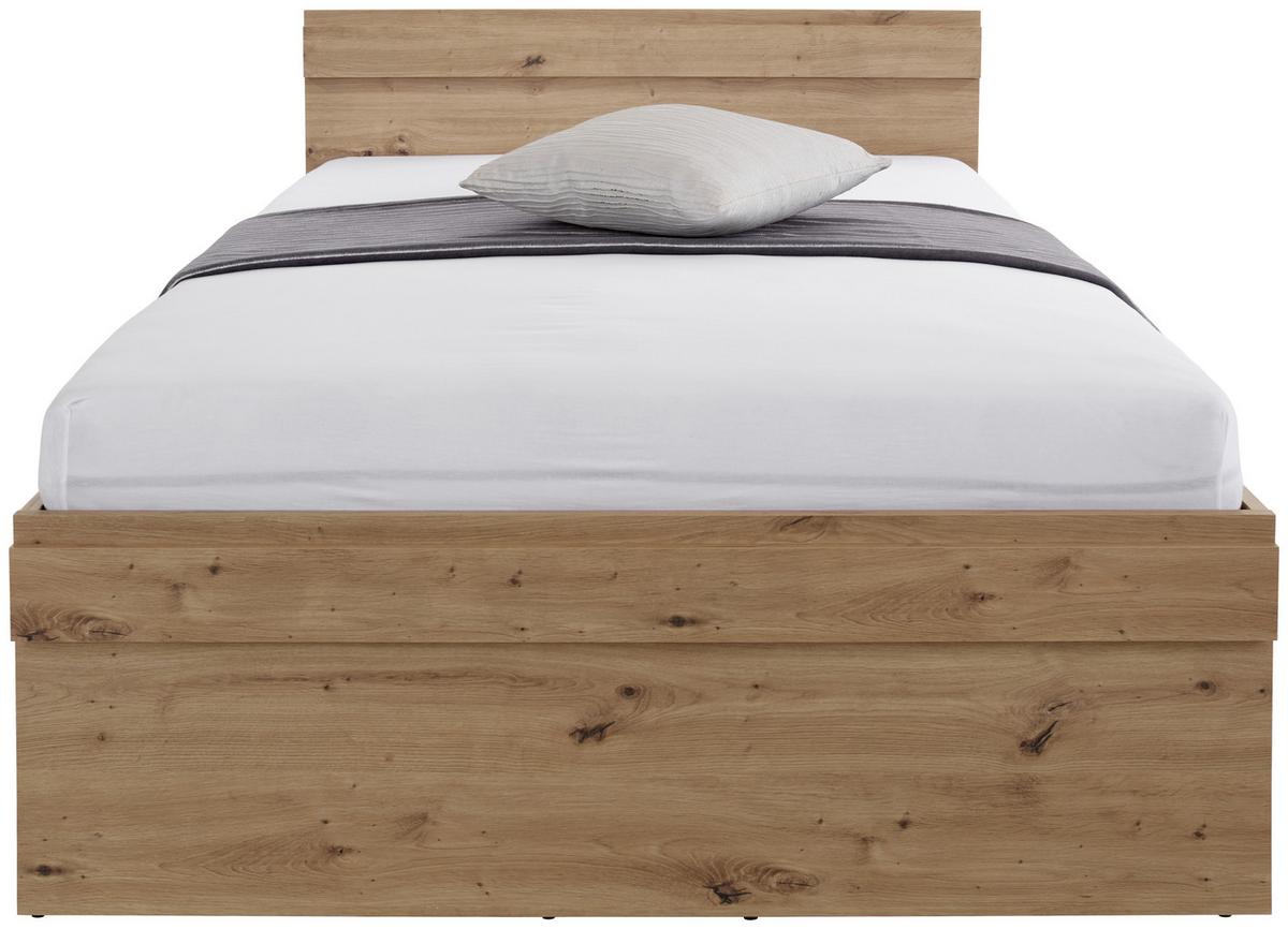 Krevet Box 120 - bijela/hrast Artisan, Moderno, drvni materijal (120/200cm) - Modern Living