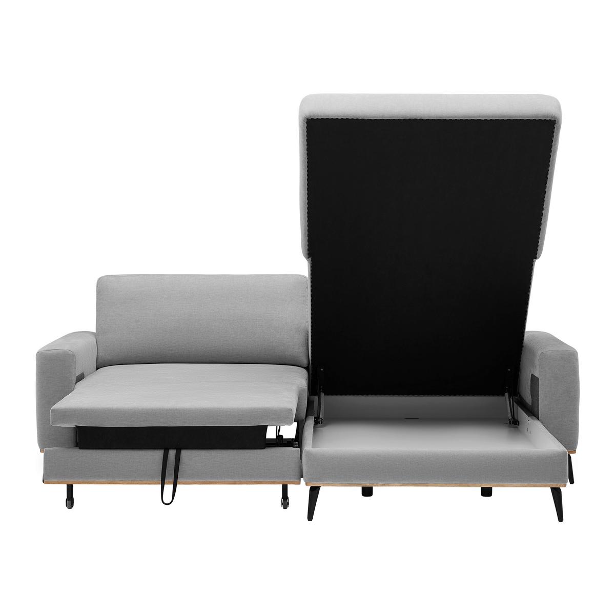 Wohnlandschaft Romeo Grau mit Bettfunktion - Schwarz/Grau, KONVENTIONELL, Holz/Textil (234/87/167cm) - Zandiara