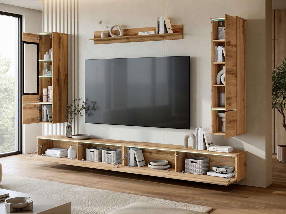 Dnevni Regal Vera Xxl, Barva Hrasta, 5-Delni - hrast wotan/siva, Basics, umetna masa/steklo (300/162/33cm) - P & B