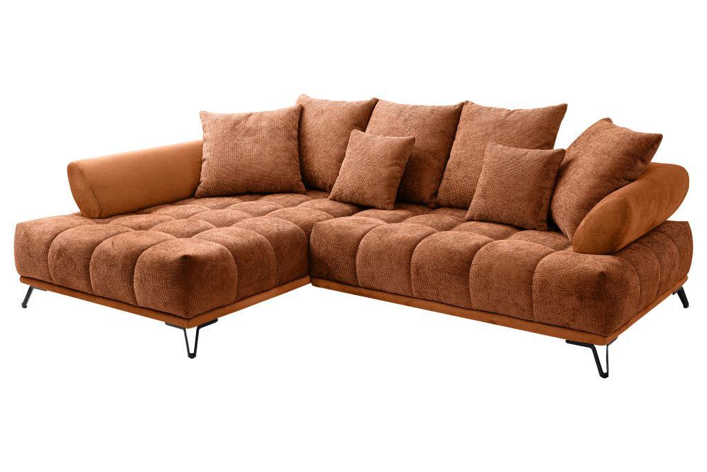 Kutna Garnitura Largo N - bakrenaste boje/crna, Moderno, tekstil/metal (184/262cm) - Modern Living