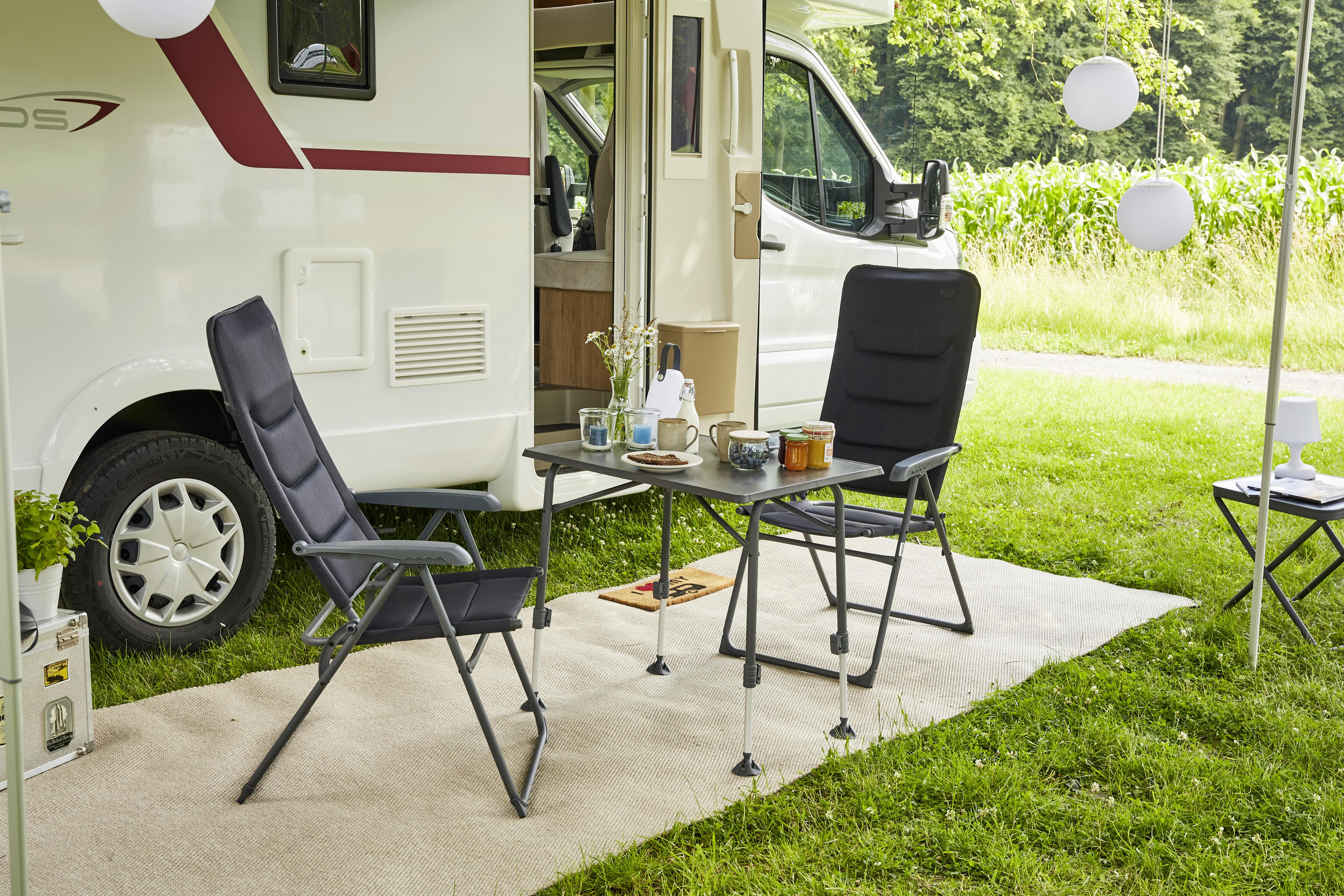Campingstuhl klappbar mit Arlehnen Dunkelblau Premium - Anthrazit/Dunkelblau, KONVENTIONELL, Textil/Metall (71/118/59cm) - Siena Garden
