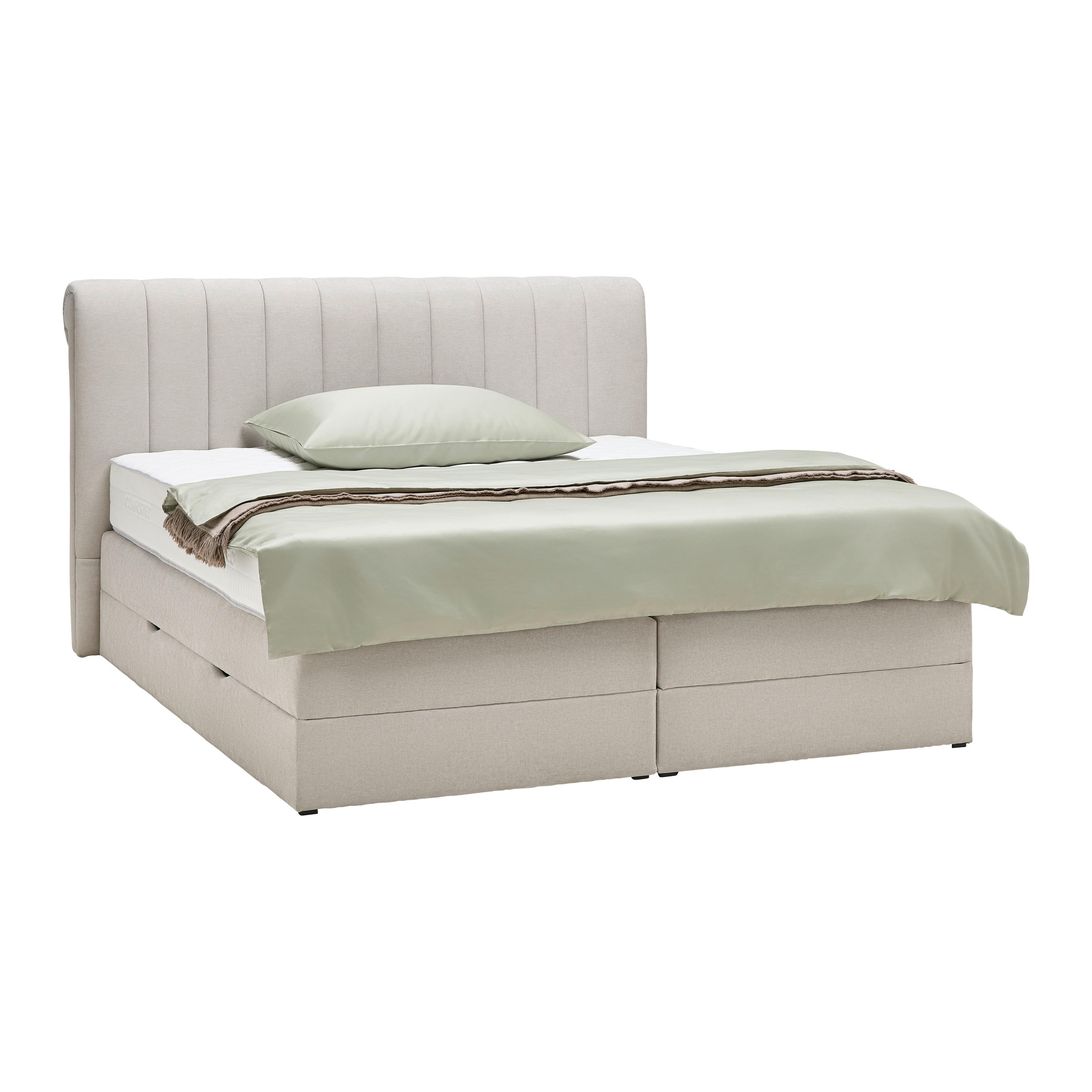 Boxspringbett Belano Creme ca. 180x200cm - Creme, KONVENTIONELL, Holz/Holzwerkstoff (180/200cm) - Premium Living