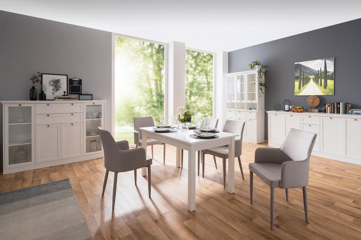 Raztegljiva Jedilna Miza Coburg, Bela, 140-180x80cm - bela, Design, leseni material (140-180/80/76,5cm) - MID.YOU