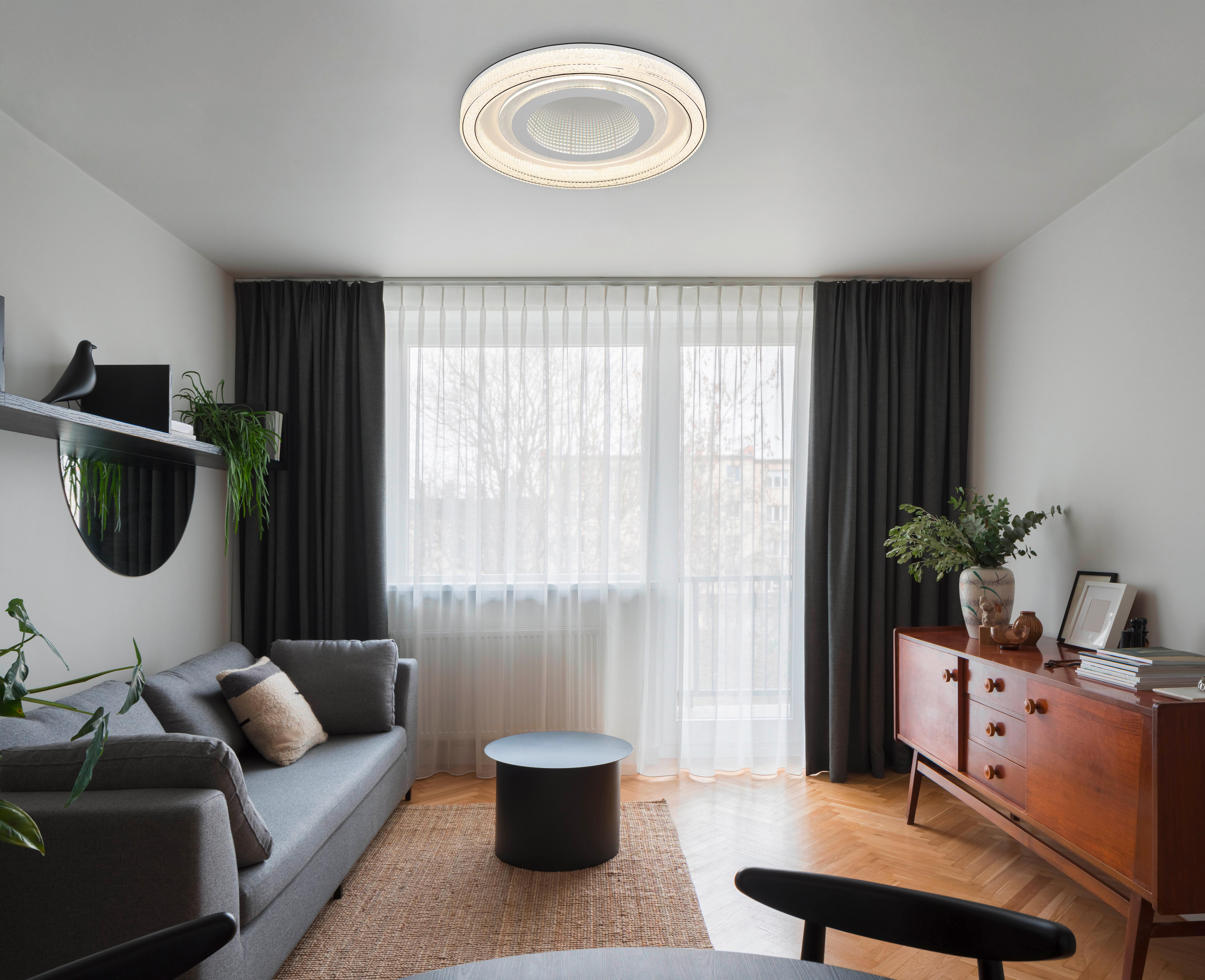Led Mennyezeti Lámpa 48557-48w Alsuna - fehér/átlátszó, Konventionell, műanyag/fém (48/7cm) - Globo