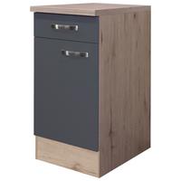 Kuhinjska Spodnja Omarica Shadow, Siva, Barva Hrasta - barve nerjavečega jekla/temno siva, Moderno, kovina/leseni material (40/85/60cm)