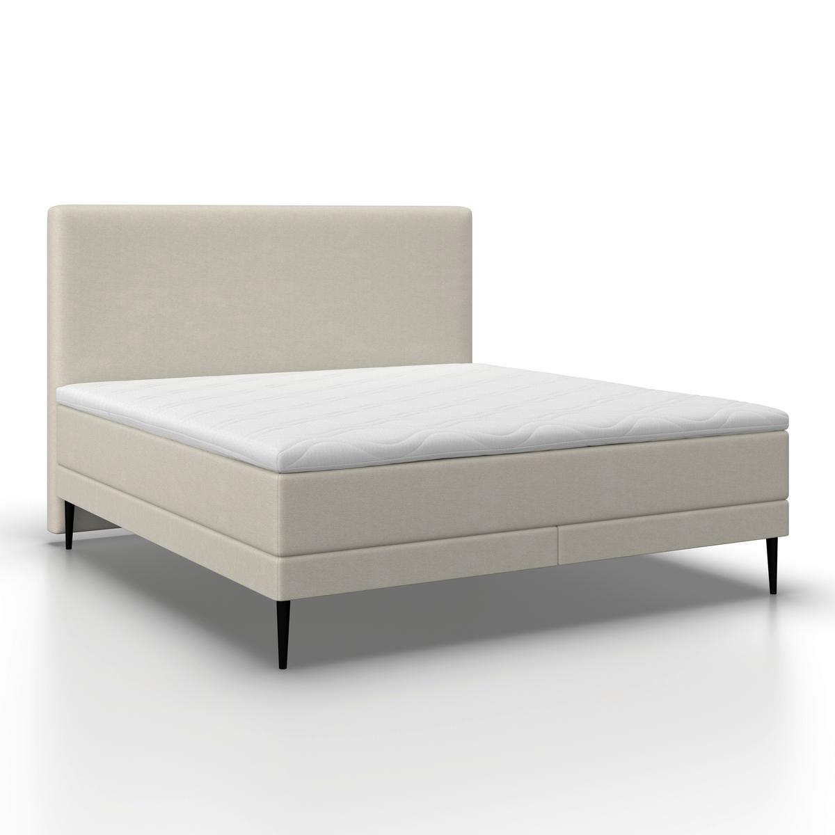 Boxbett Nevada ca. 160x200 cm Beige mit Topper - Beige/Schwarz, MODERN, Holz/Textil (160/200cm) - Bessagi Home
