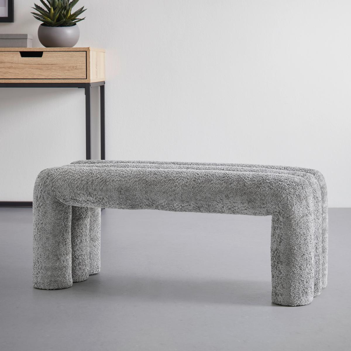 Sitzbank Nala Grau - Grau, MODERN, Holzwerkstoff/Textil (100/43/42cm) - Premium Living