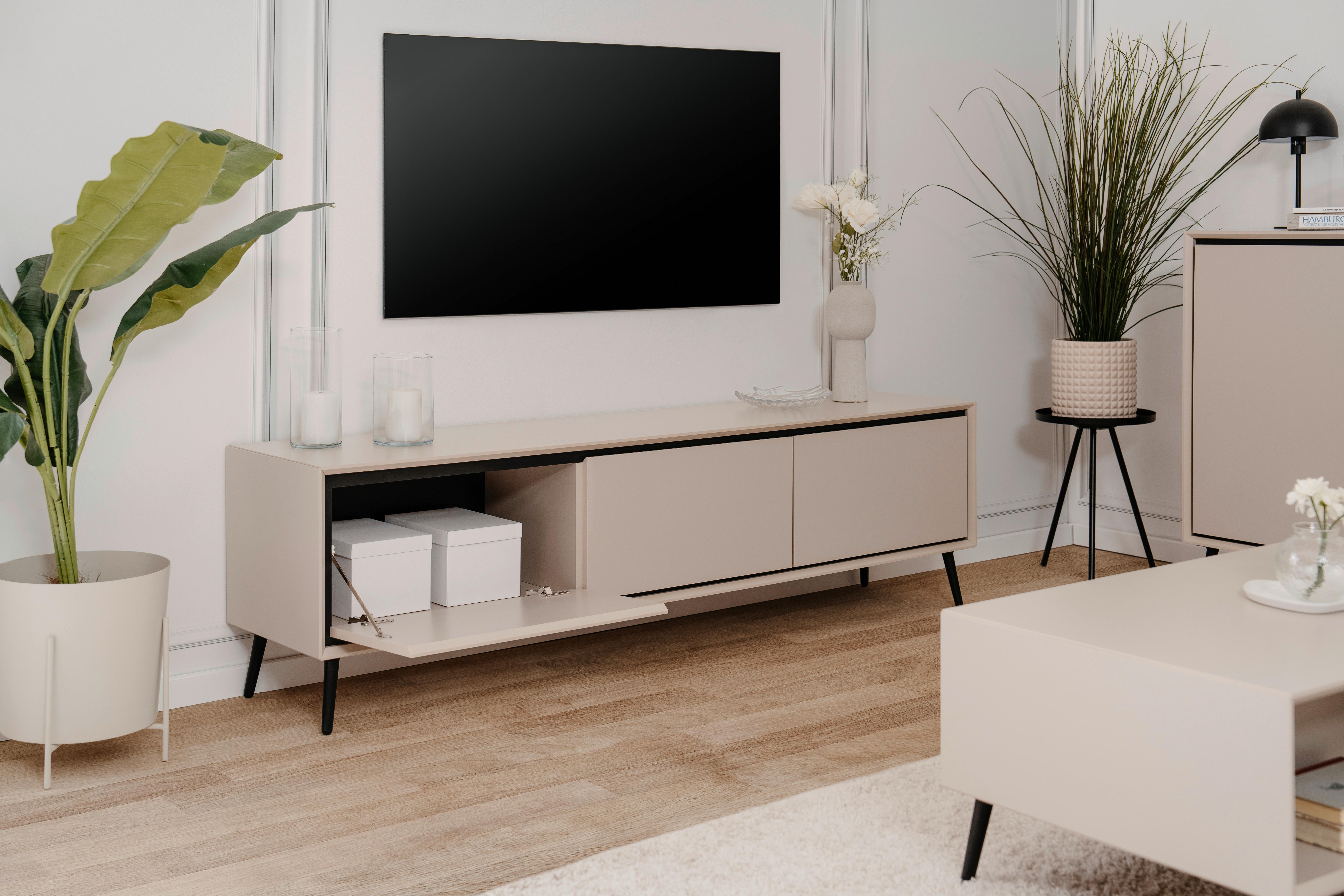 KOMODA NISKA ARONA - czarny/kolor piaskowy, Konventionell, materiał drewnopochodny/tworzywo sztuczne (175/50/38cm) - Livetastic