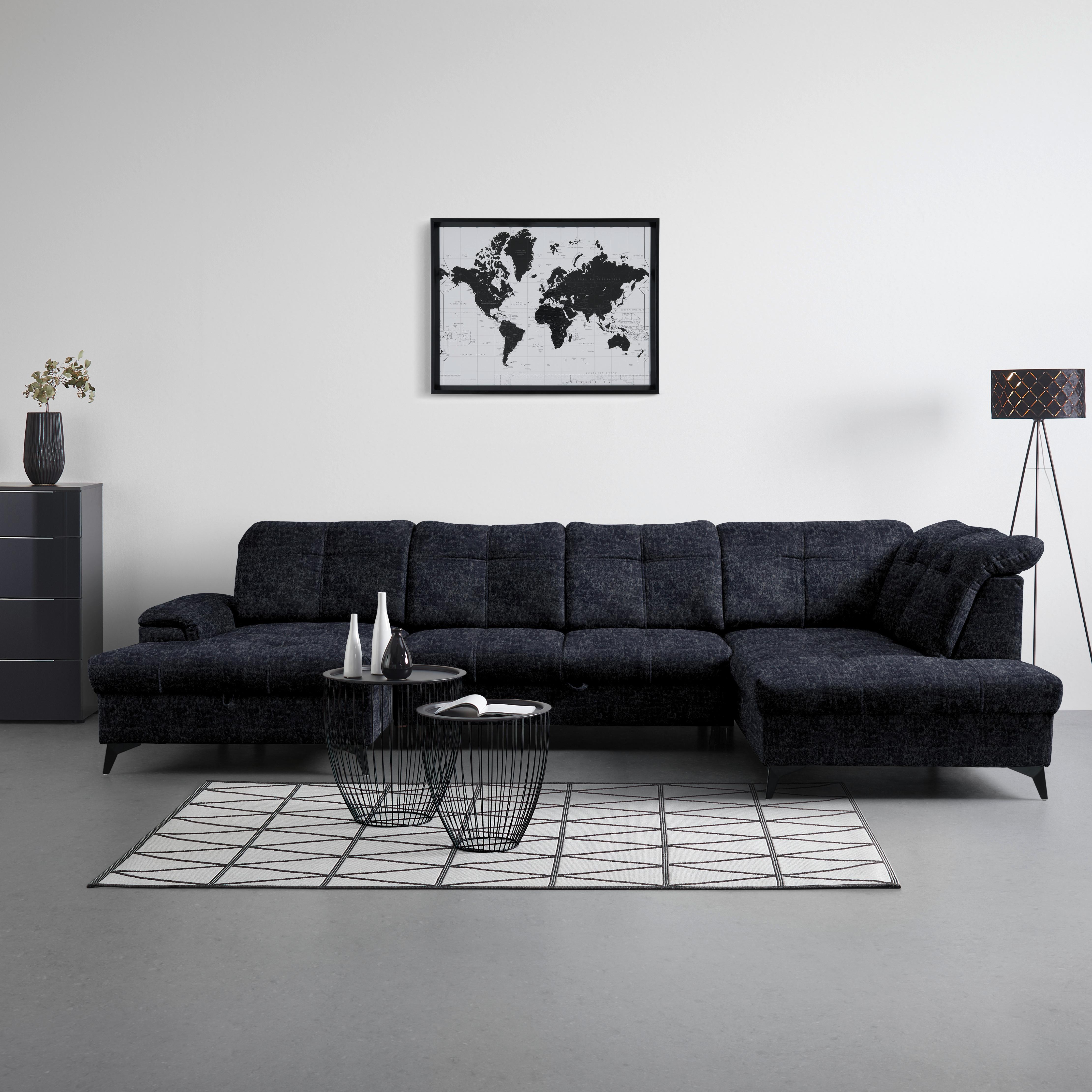 Wohnlandschaft Sierra Anthrazit - Anthrazit, MODERN, Textil/Metall (181/364/230cm) - Mömax