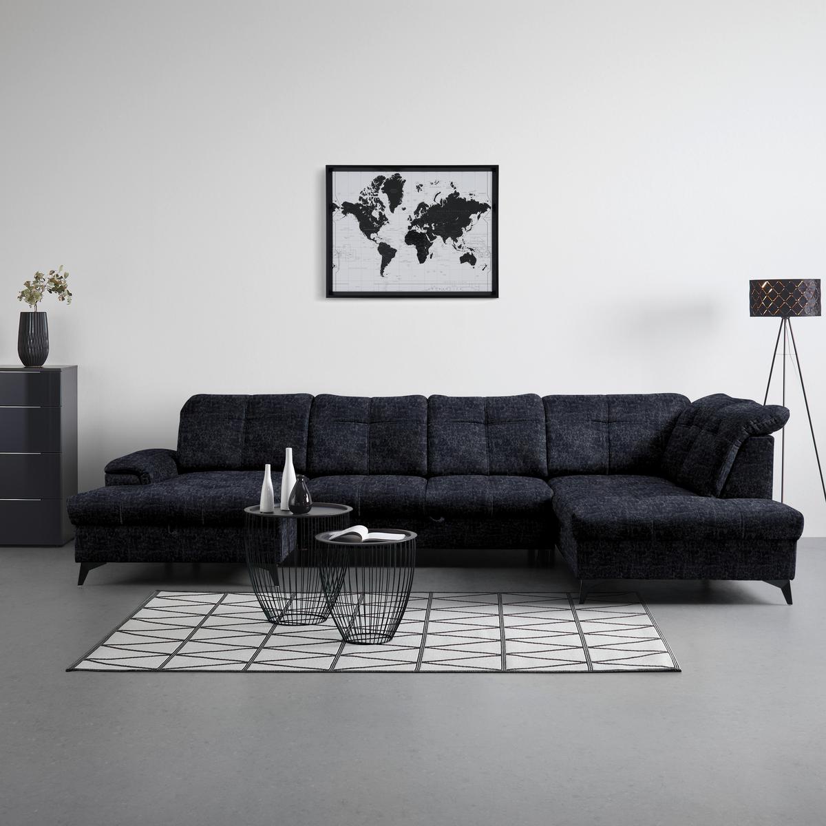 Wohnlandschaft Sierra Anthrazit - Anthrazit, Modern, Textil/Metall (181/364/230cm) - Mömax