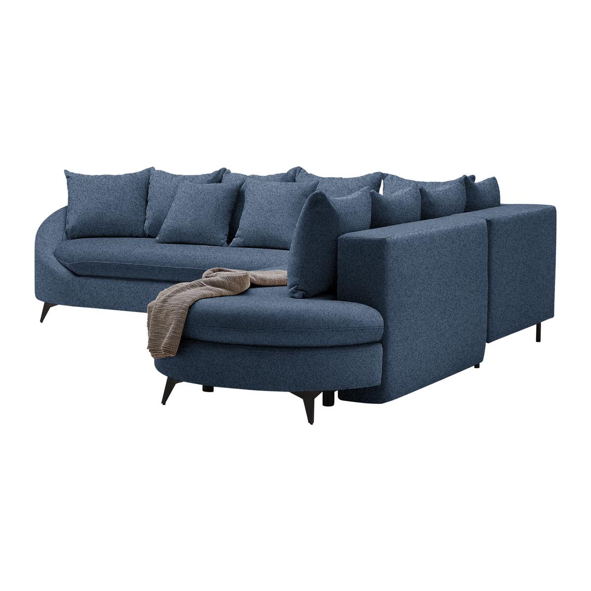 Ecksofa Axel Dunkelblau - Schwarz/Dunkelblau, MODERN, Textil/Metall (291/87/250cm) - Mömax