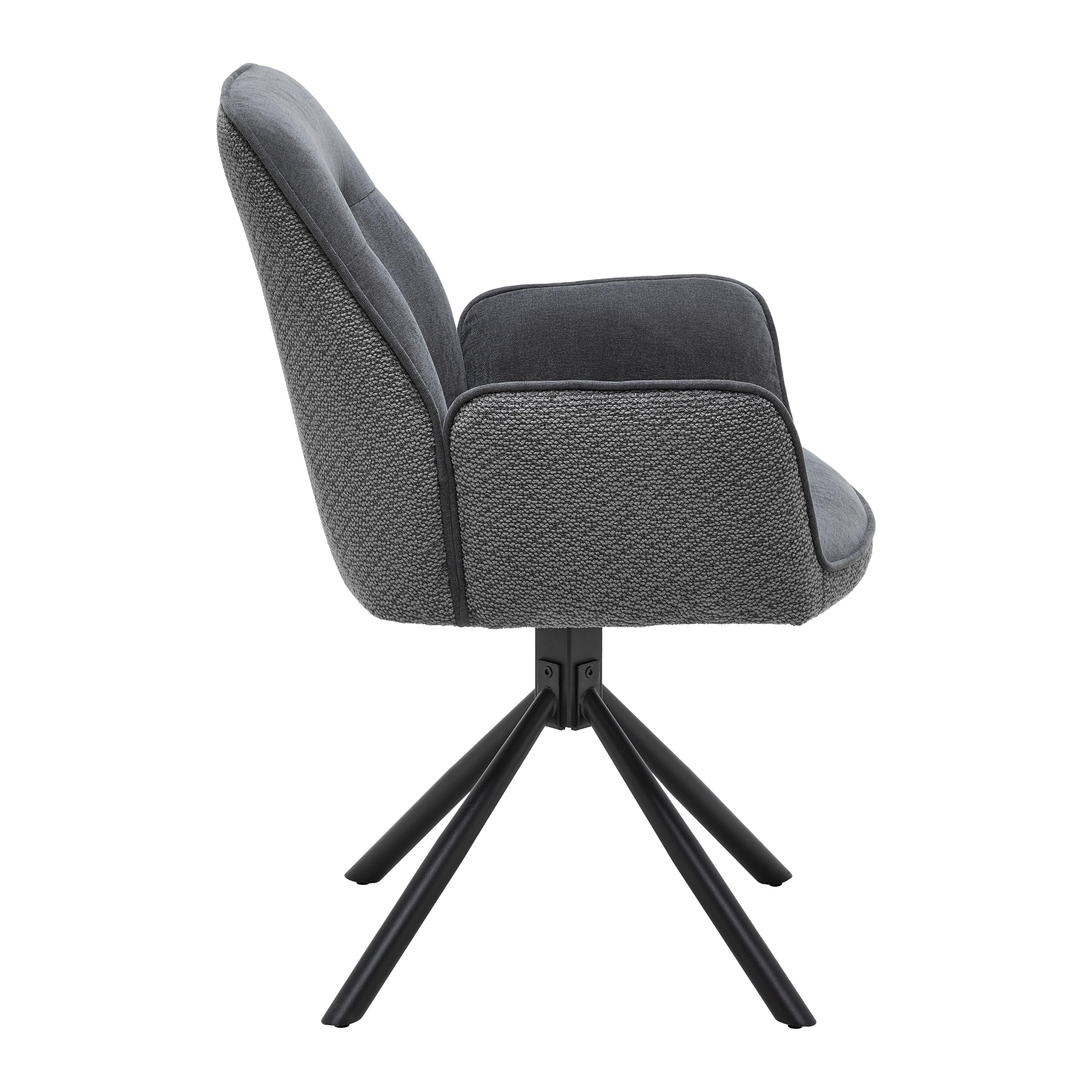 STOL MED ARMSTÖD QUEENS - svart/antracit, Design, metall/textil (60/89/64cm) - Mömax