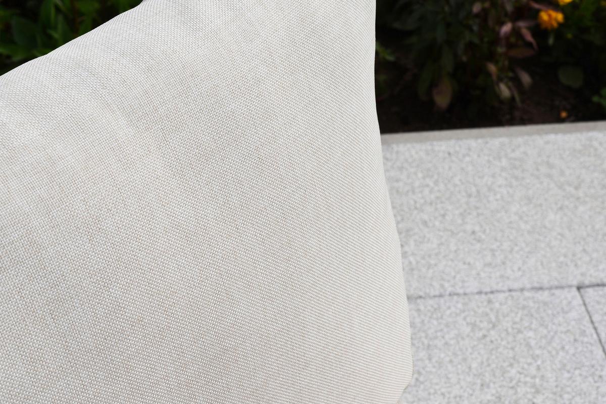 Loungegarnitur Delphi Echtholz/Metall - Beige/Weiß, KONVENTIONELL, Holz/Textil - Gardenson