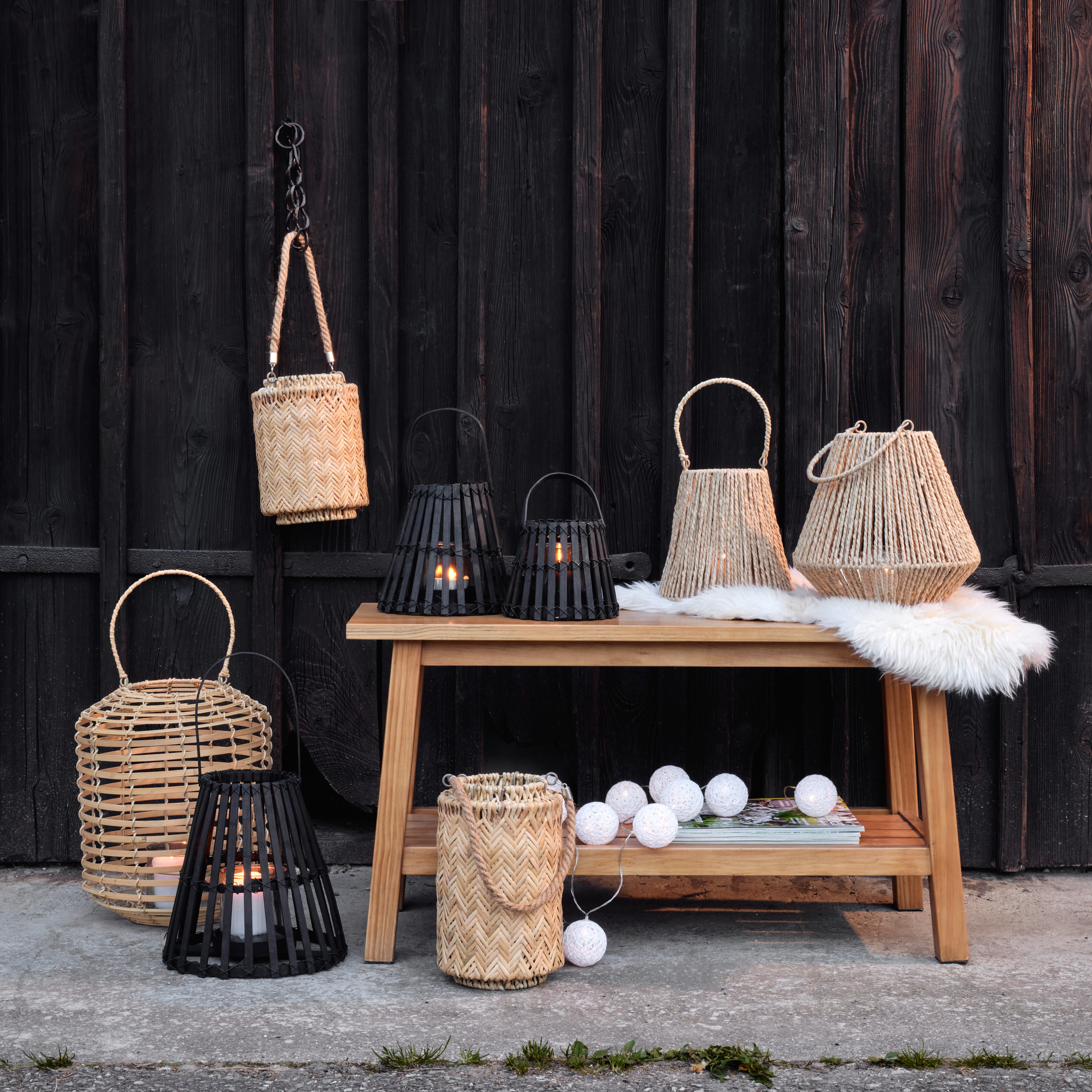 Lámpás Stripe - natúr, Üveg/fém (20/20/20cm) - Modern Living
